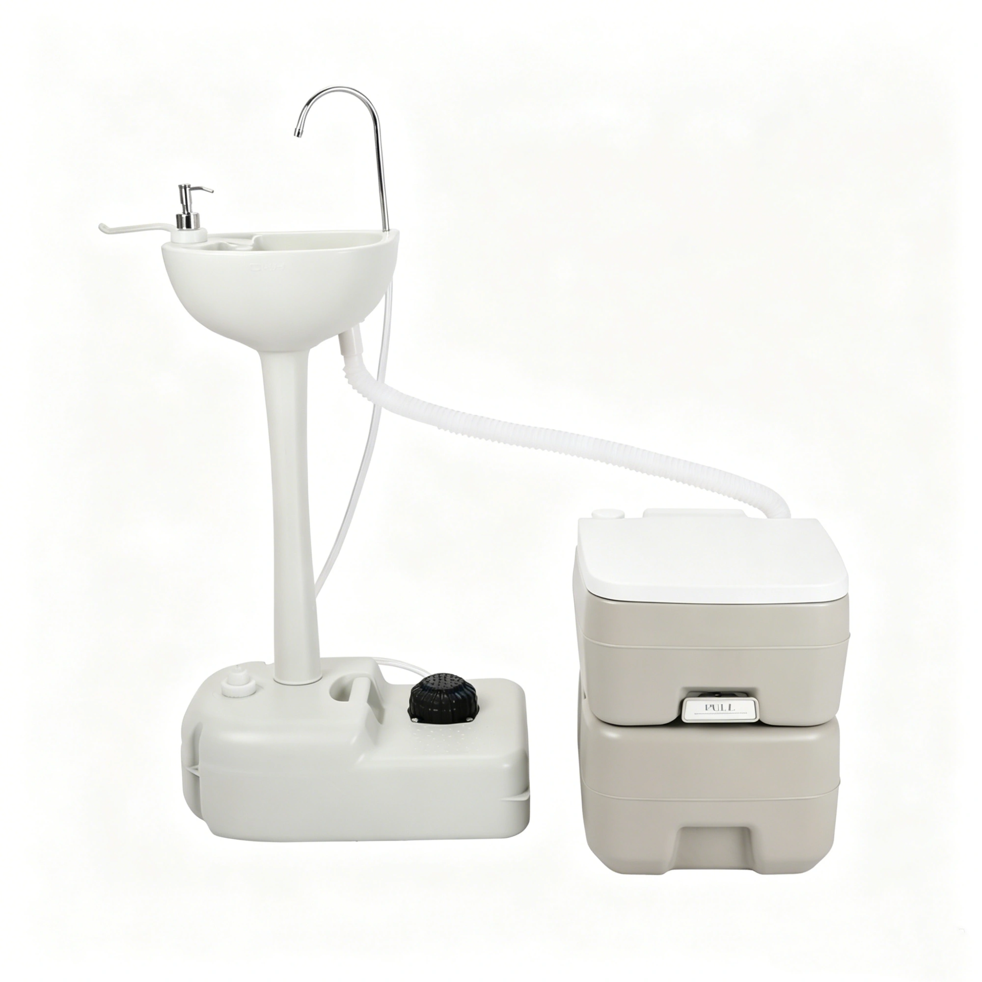 5 Gallon Upgrade Portable RV Toilet with Matching White Lid Ring Waste Holding Tank, Outdoor Hand Wash Station, HDPE Material, White view 8