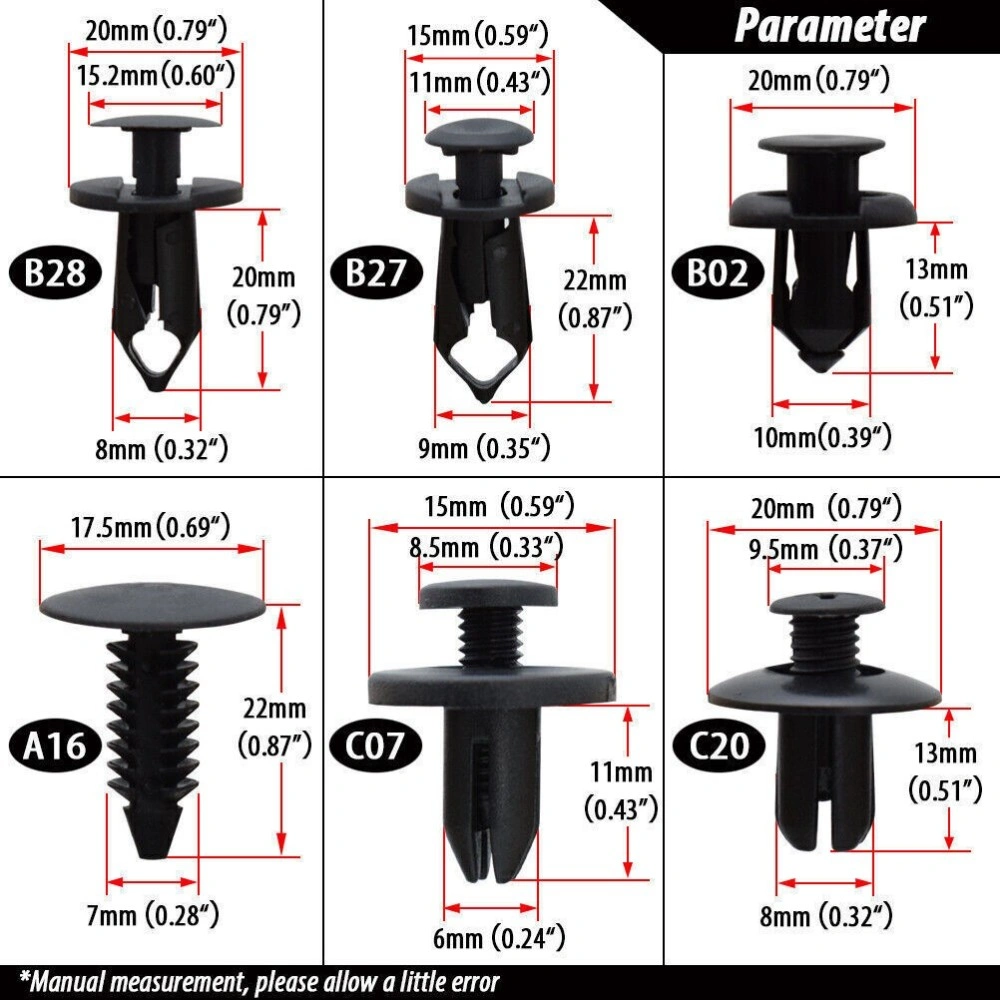 190PCS Car Body Trim Clips Retainer Kit Bumper Fender Panel Rivets Push Fastener Screws Automotive Interior Exterior Repair Accessories view 2