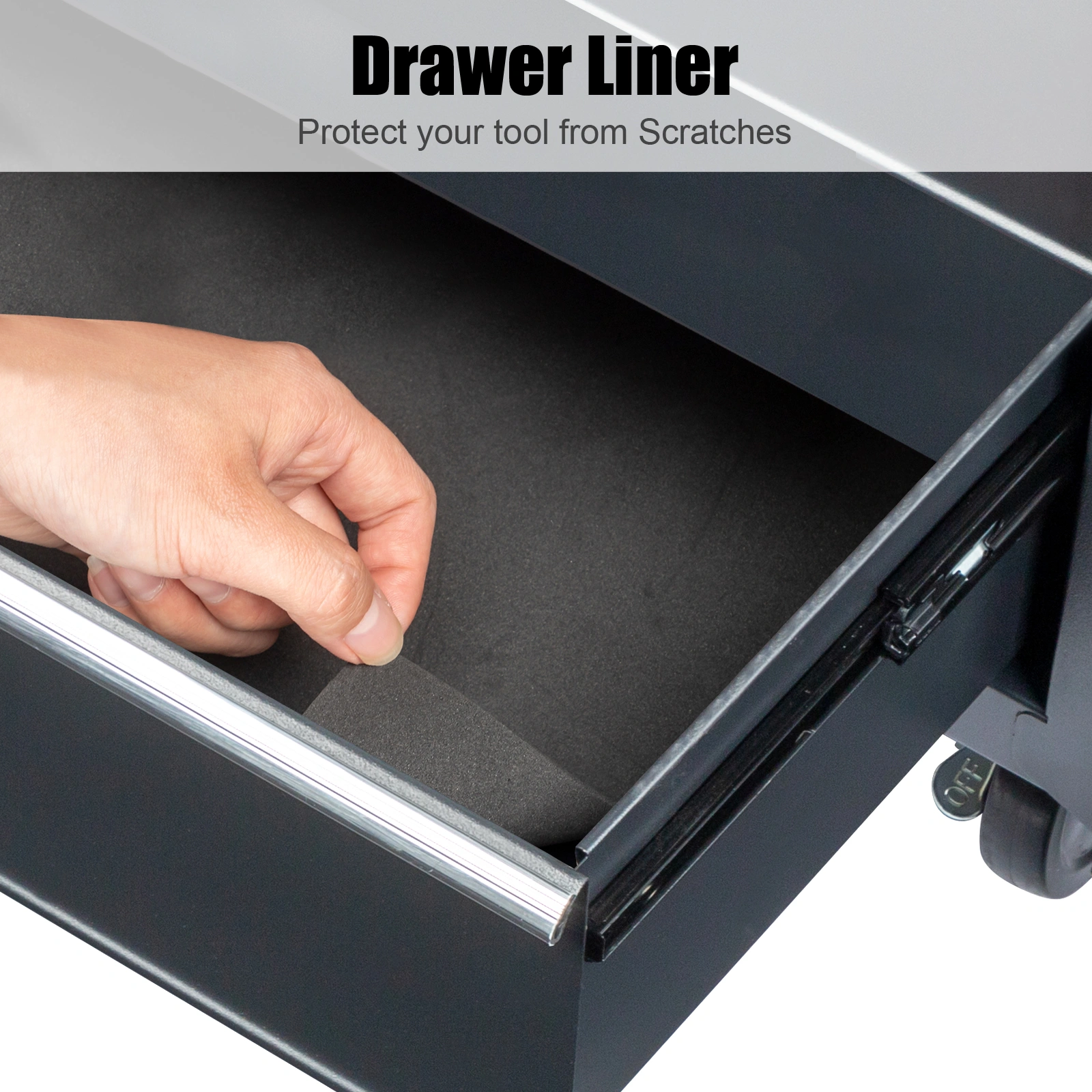 Single-bottom cabinet 4-draw, steel, black 330lb instrument cart, storage room view 10