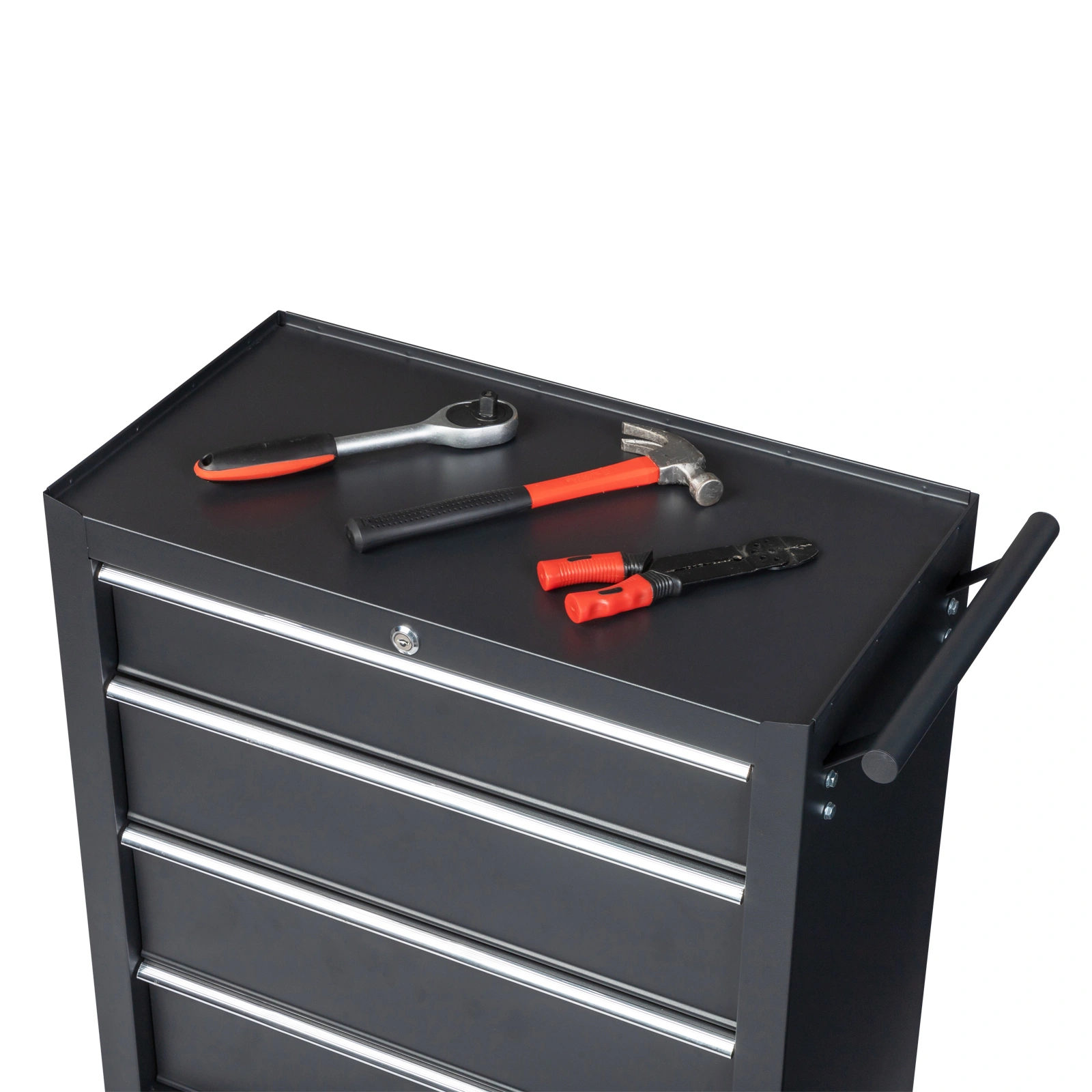 Single-bottom cabinet 4-draw, steel, black 330lb instrument cart, storage room view 23