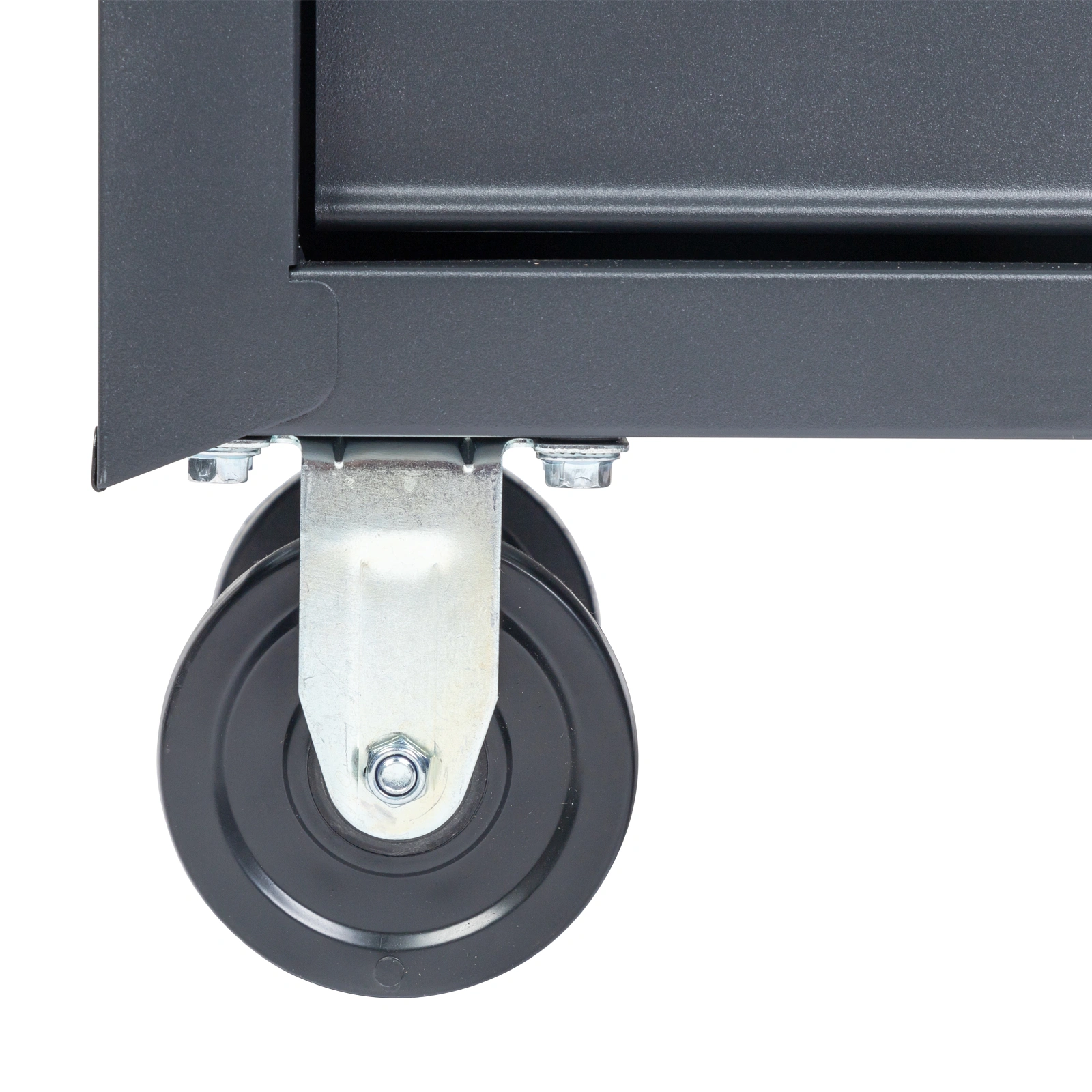 Single-bottom cabinet 4-draw, steel, black 330lb instrument cart, storage room view 25