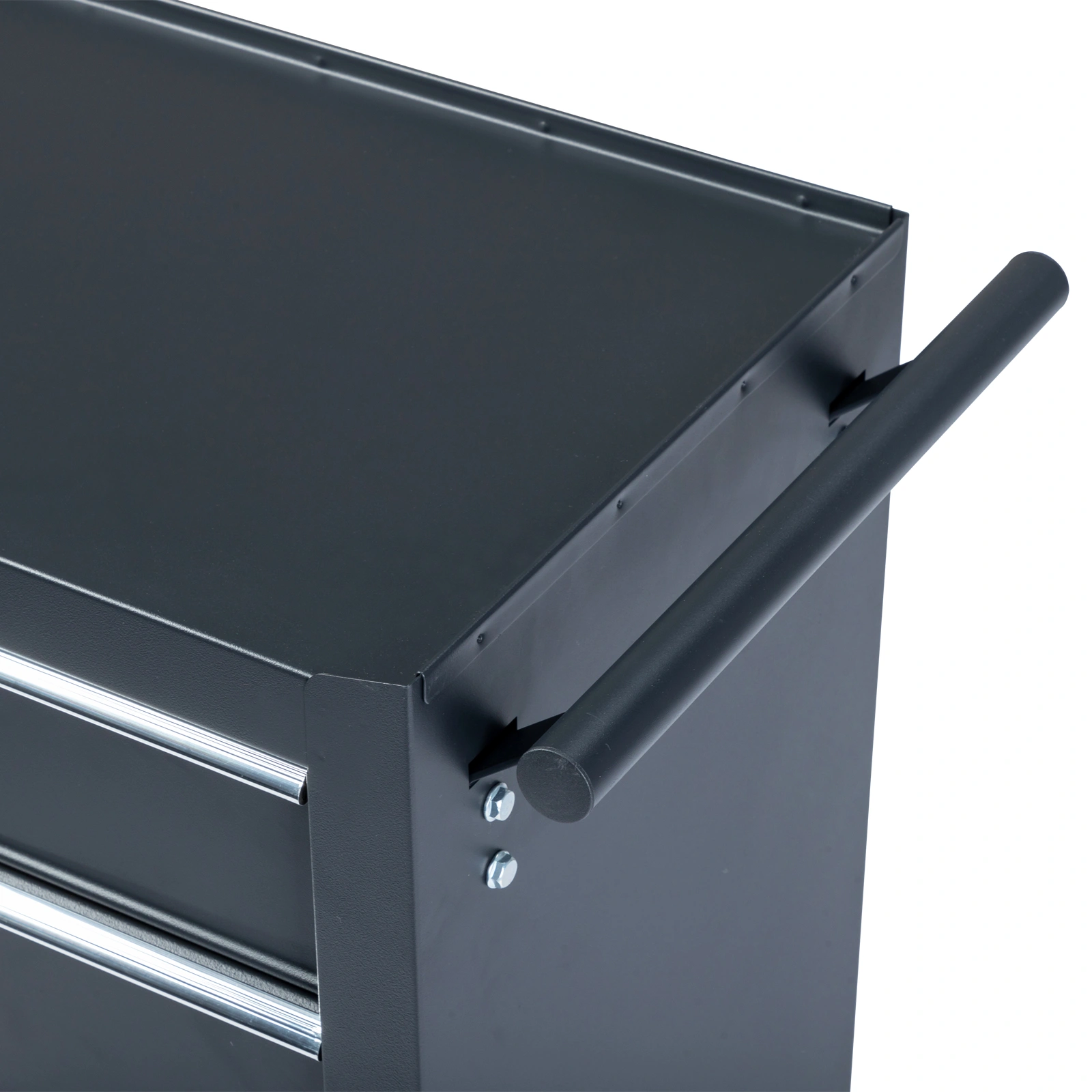 Single-bottom cabinet 4-draw, steel, black 330lb instrument cart, storage room view 27