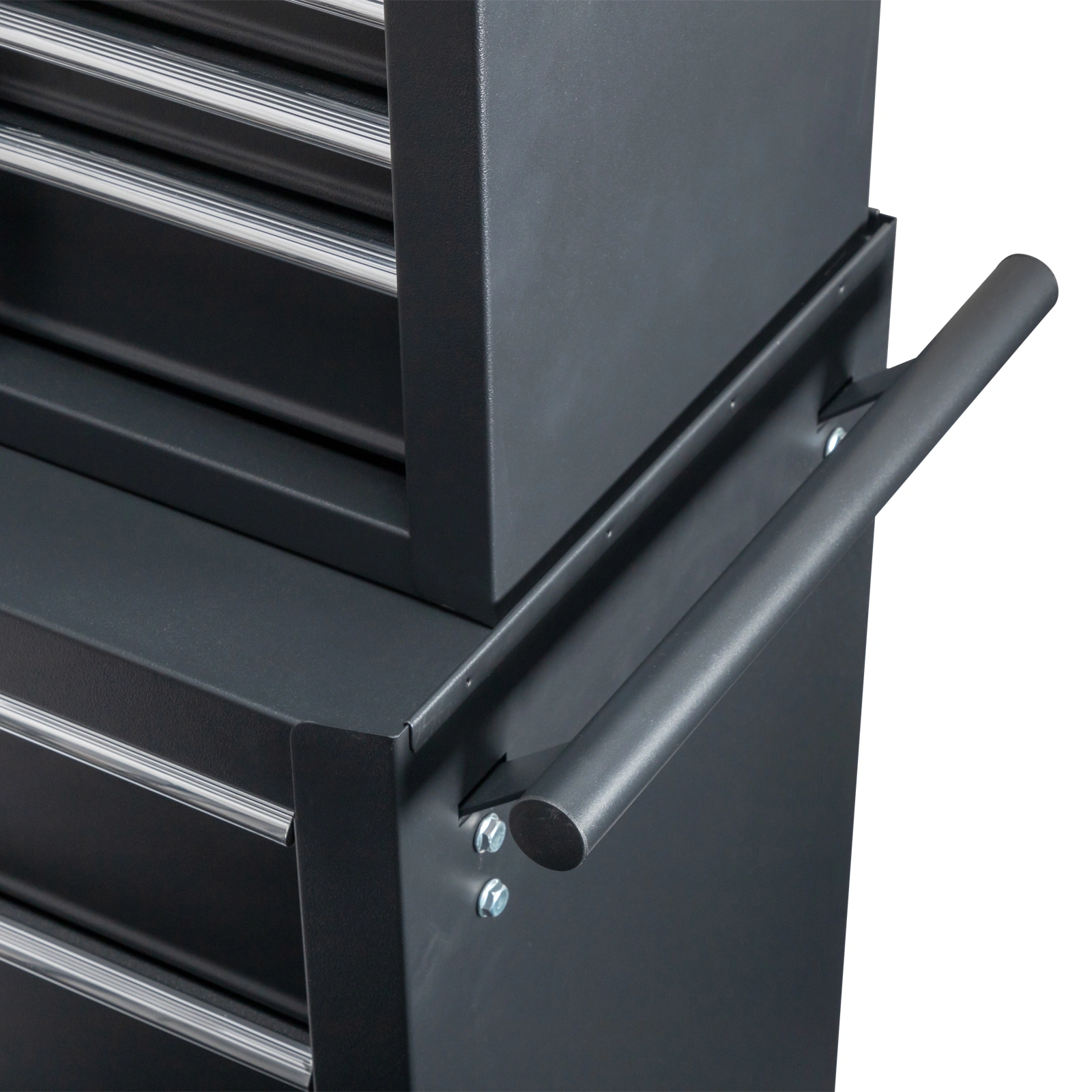 Single-bottom cabinet 4-draw, steel, black 330lb instrument cart, storage room view 30
