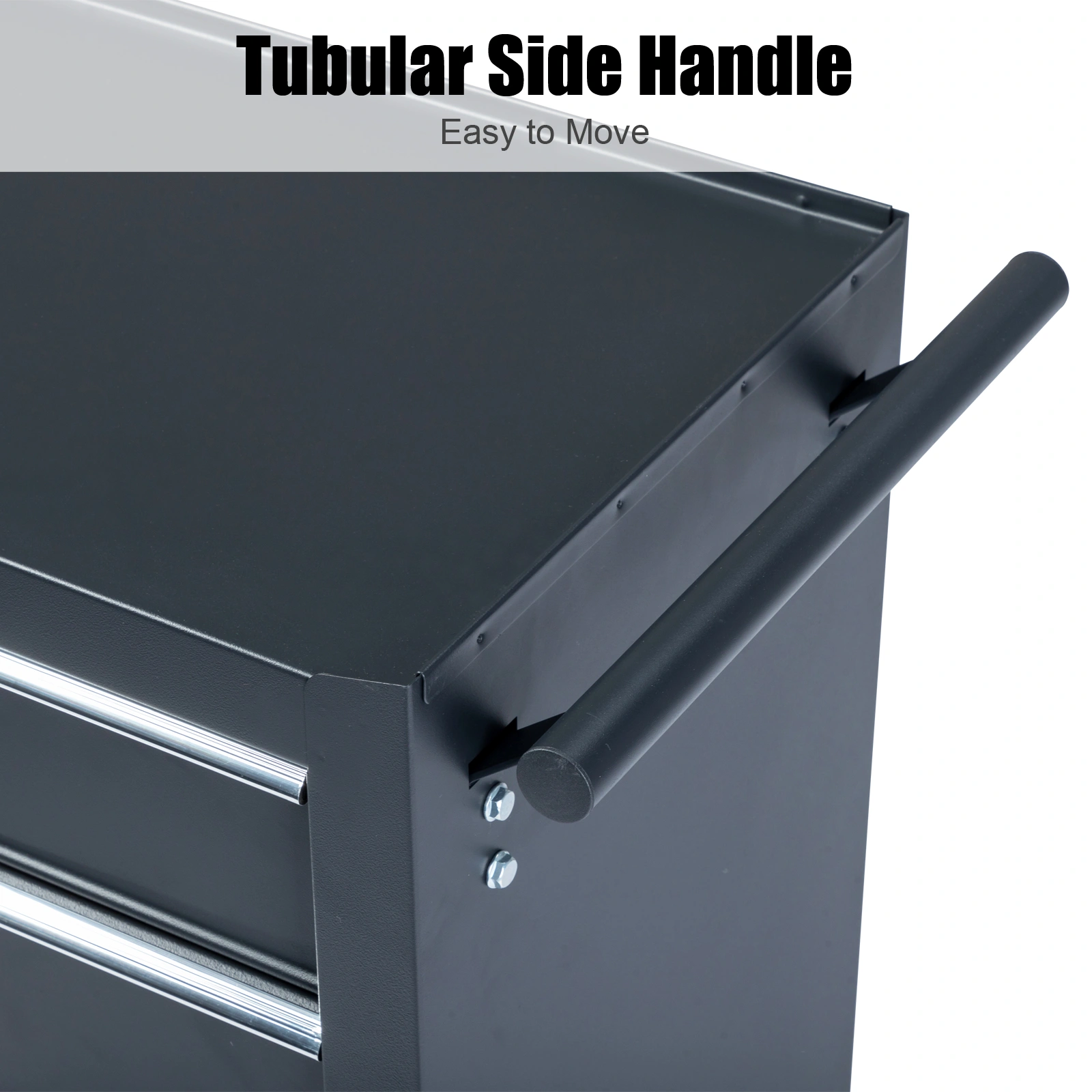 Single-bottom cabinet 4-draw, steel, black 330lb instrument cart, storage room view 7