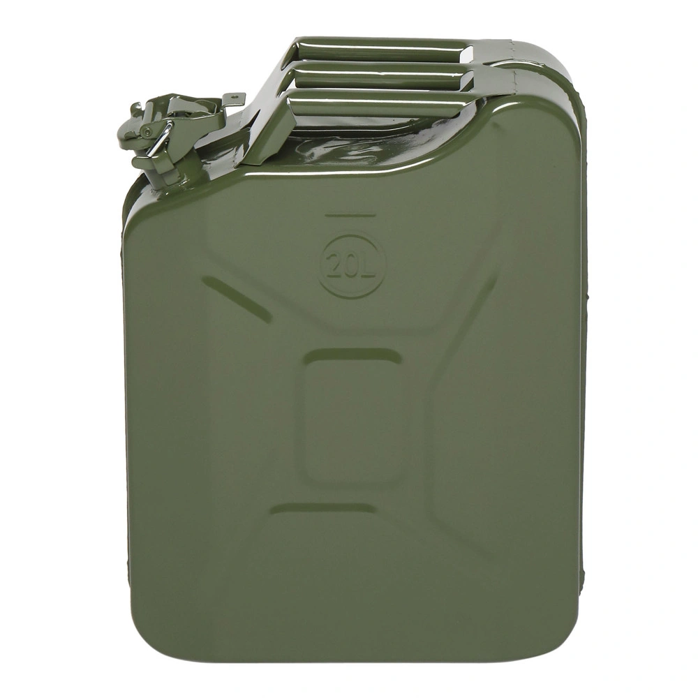 20L Portable Fuel Can for Diesel Petrol Gas & Oil - Army Green Metal Jerry Can view 3