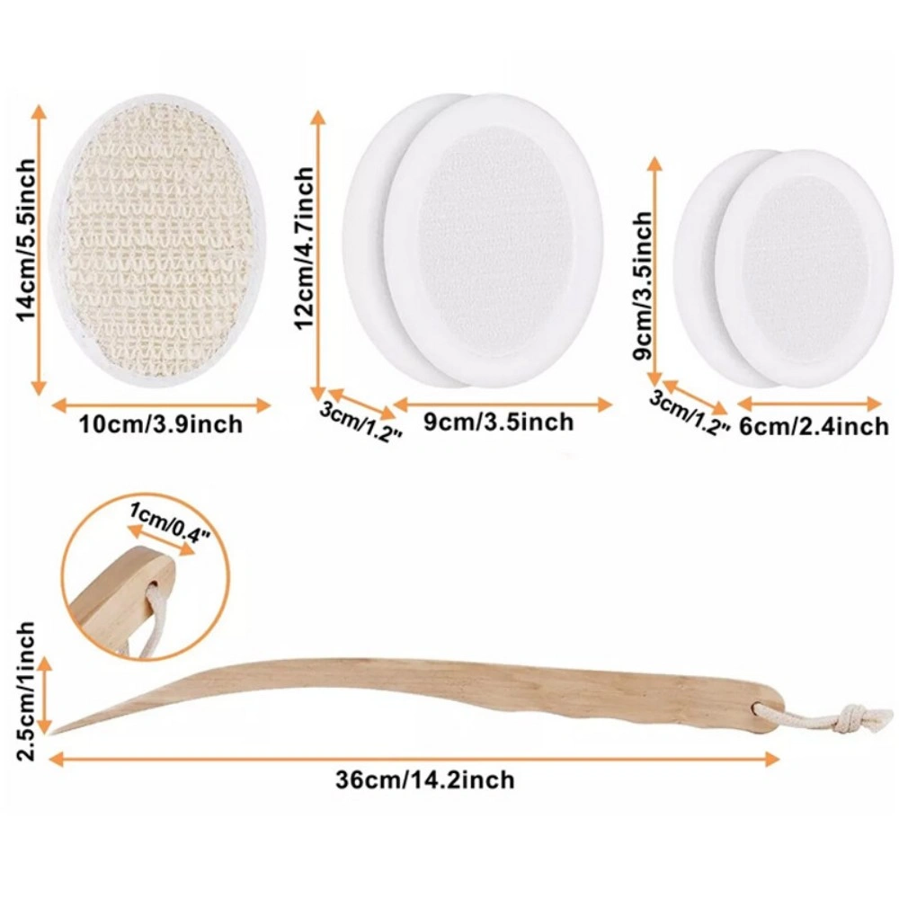 7PCS Back Cream Applicator Lotion Applicator 2 in 1 Body Brush with Beech Handle view 3