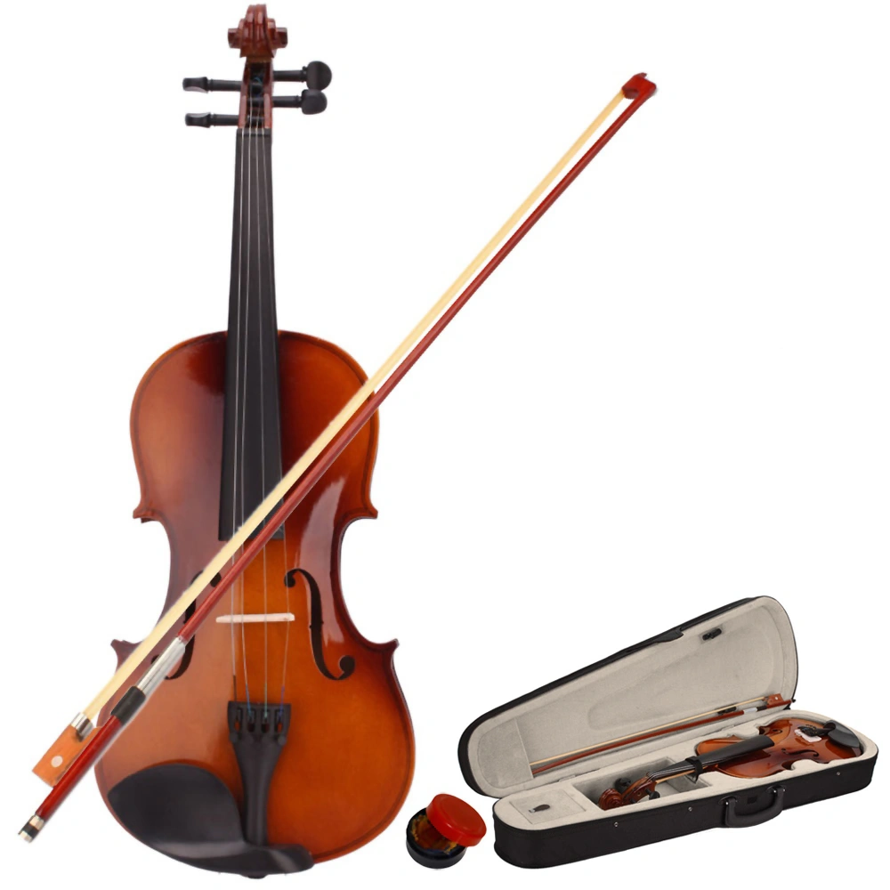 New 4/4 Acoustic Violin Case Bow Rosin Natural view 16