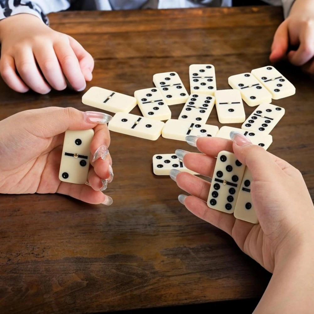 Professional Double Six Dominoes Set, 28 Pieces Wooden Box, Educational Family Game view 4
