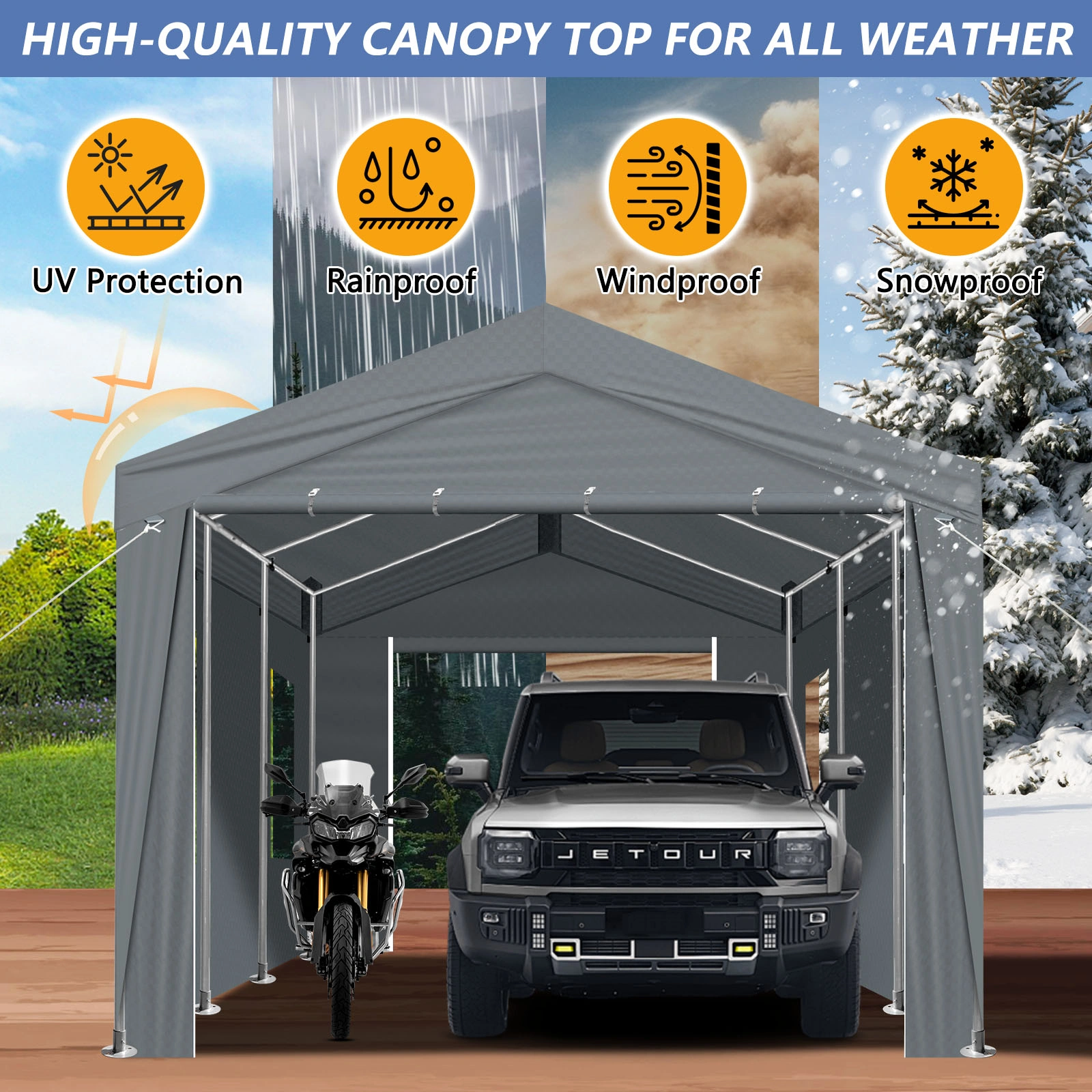10X20FT Carport Car Port Canopy Grey view 12