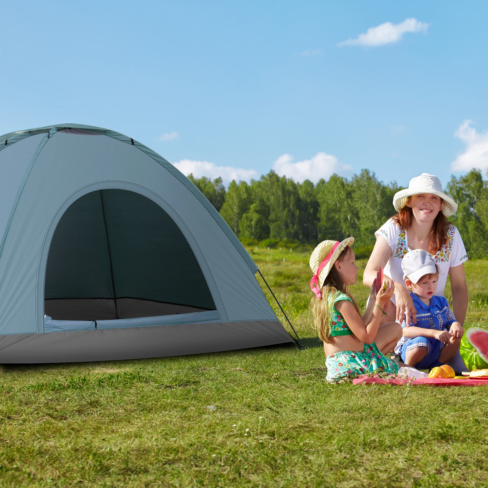 3-4 Person Camping Dome Tent Blue view 10