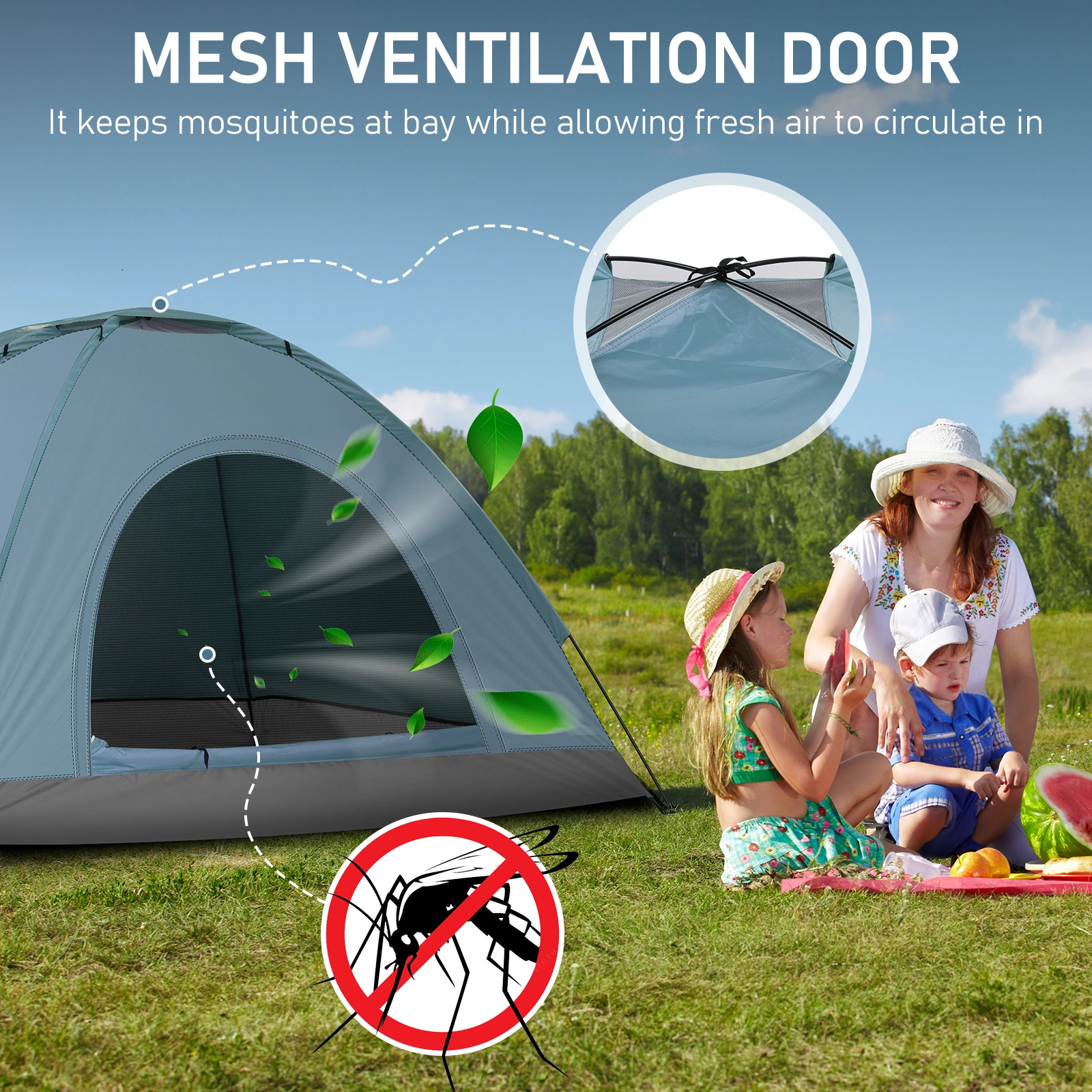 3-4 Person Camping Dome Tent Blue view 7