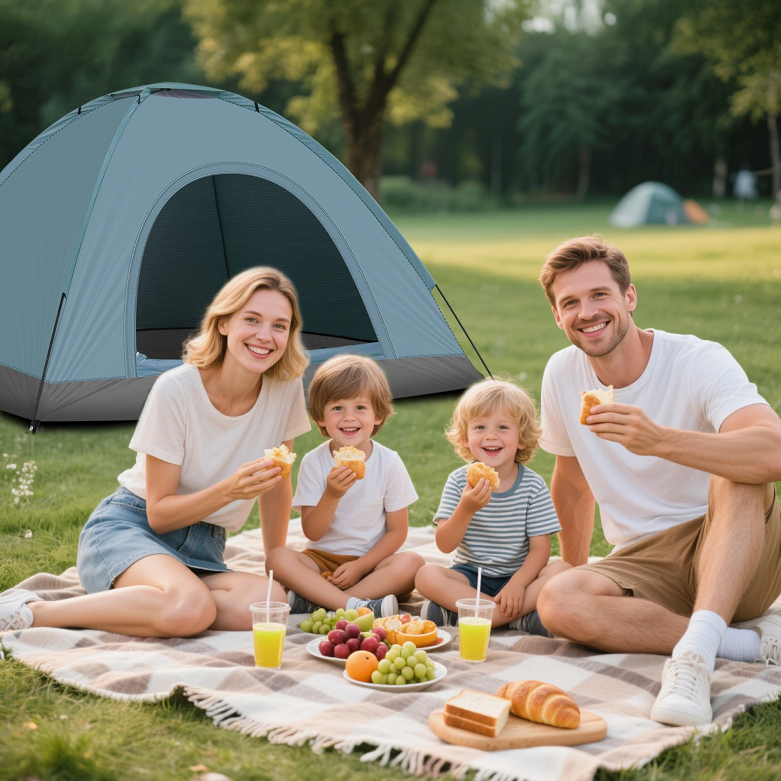3-4 Person Camping Dome Tent Blue view 9