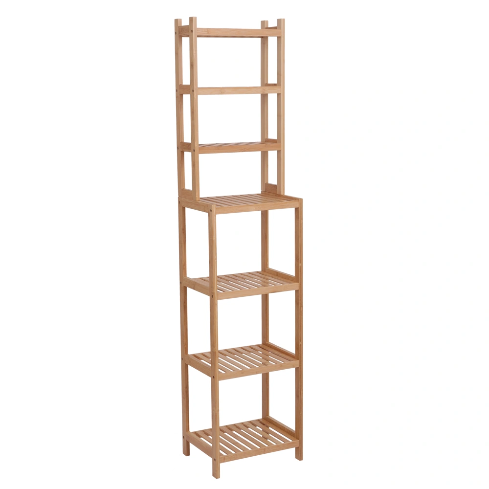 100% Bamboo Bathroom Rack, Multi-Functional And Removable 7-Layer Shelf, Multi - Function 72 * 43.5 * 160.7cm-Natural view 2