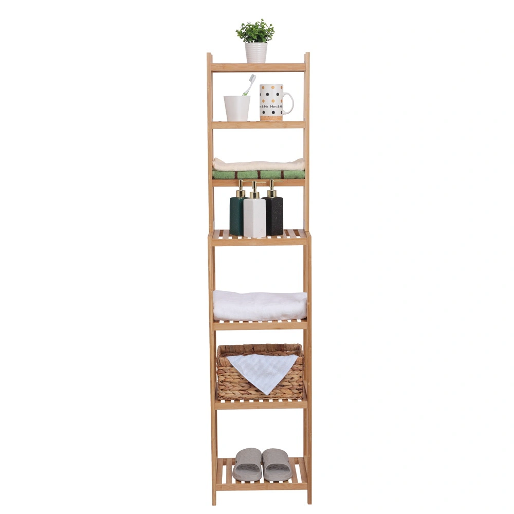 100% Bamboo Bathroom Rack, Multi-Functional And Removable 7-Layer Shelf, Multi - Function 72 * 43.5 * 160.7cm-Natural view 3