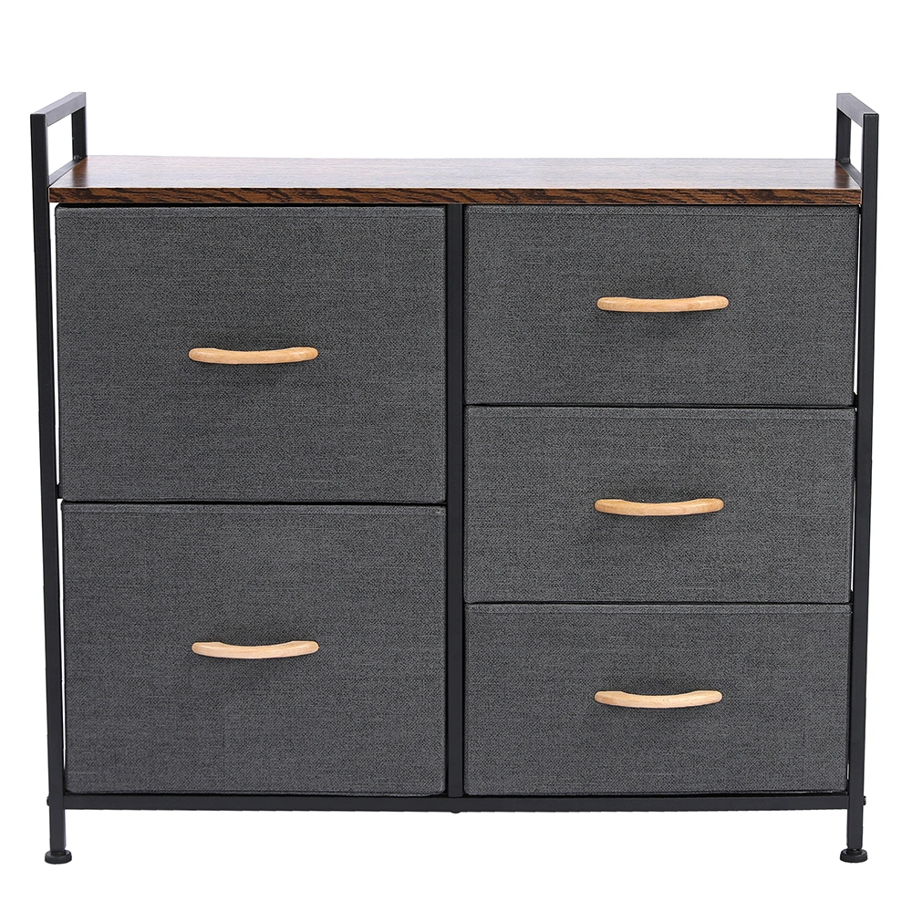 Dresser Organizer with 5 Drawers, Fabric Dresser Tower for Bedroom, Hallway, Entryway, Closets - Dark Gray view 2