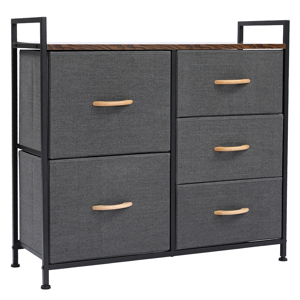 Dresser Organizer with 5 Drawers, Fabric Dresser Tower for Bedroom, Hallway, Entryway, Closets - Dark Gray view 3