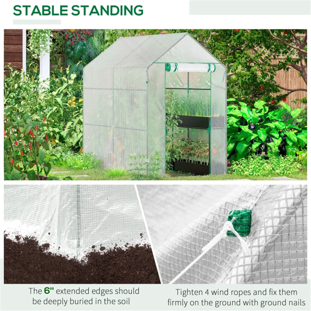 Walk-In Greenhouse - Heavy Duty Portable Garden Plant Tunnel, UV Resistant PE Cover with Zipper Door, Outdoor Greenhouse