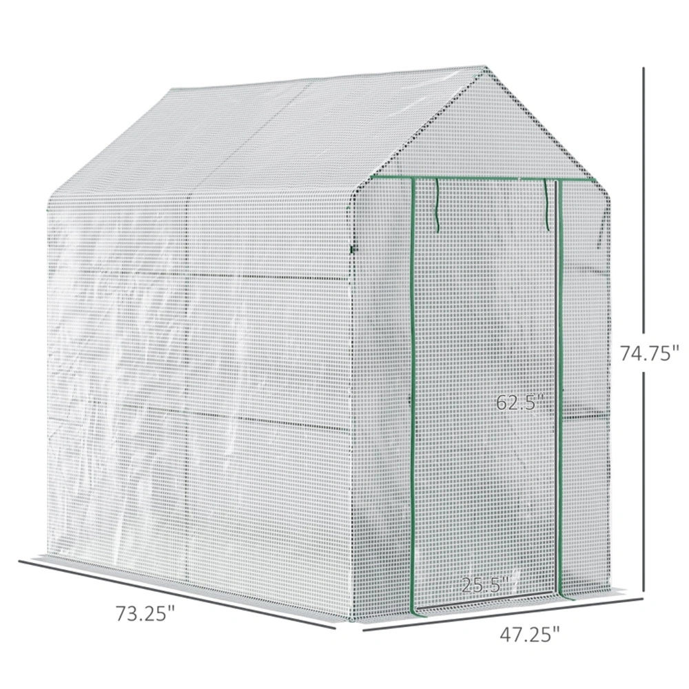 Walk-In Greenhouse - Heavy Duty Portable Garden Plant Tunnel, UV Resistant PE Cover with Zipper Door, Outdoor Greenhouse view 3