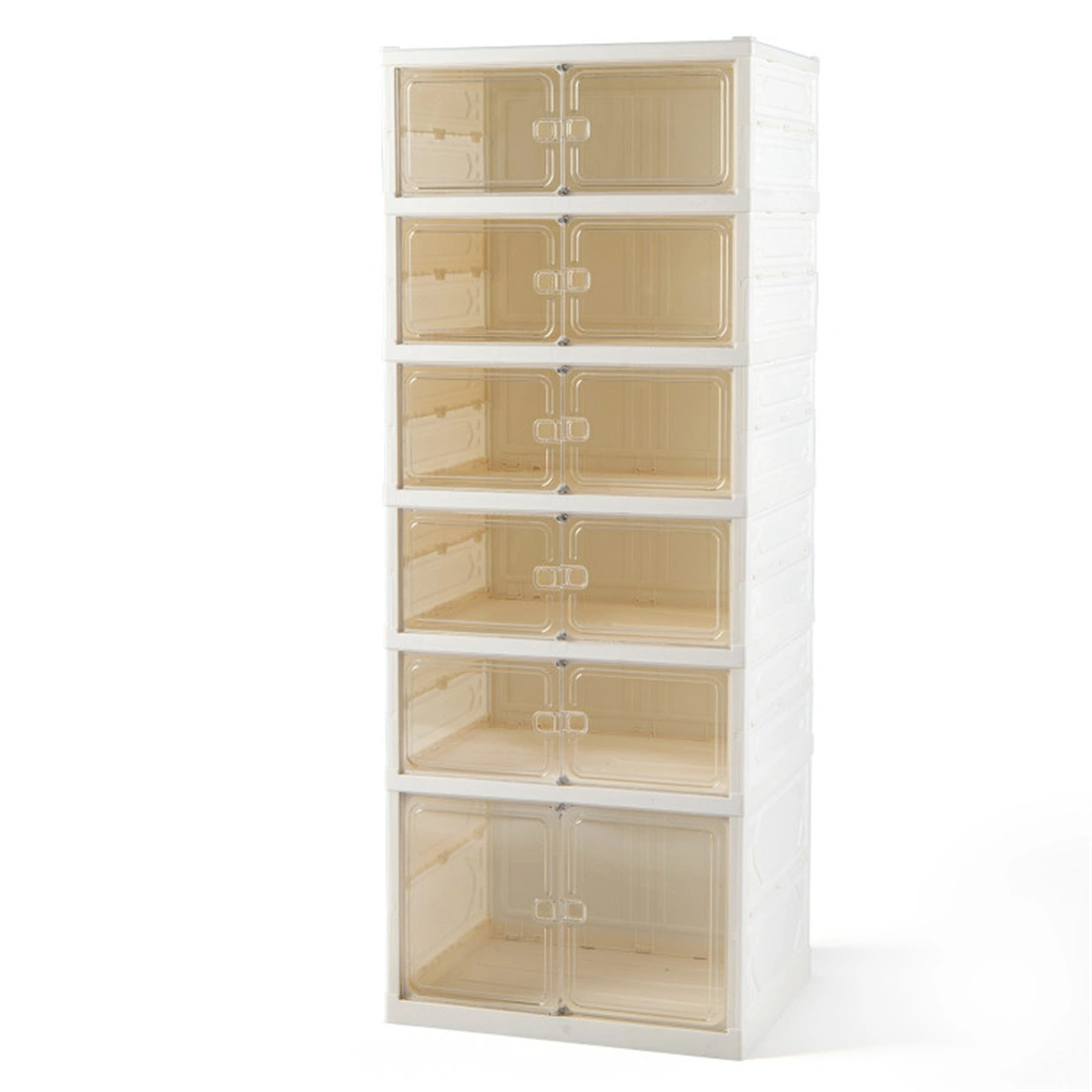 6-Tier Foldable Shoe Rack with Clear Doors, No-Tool Assembly Shoe Storage Organizer for Entryway Closet view 4