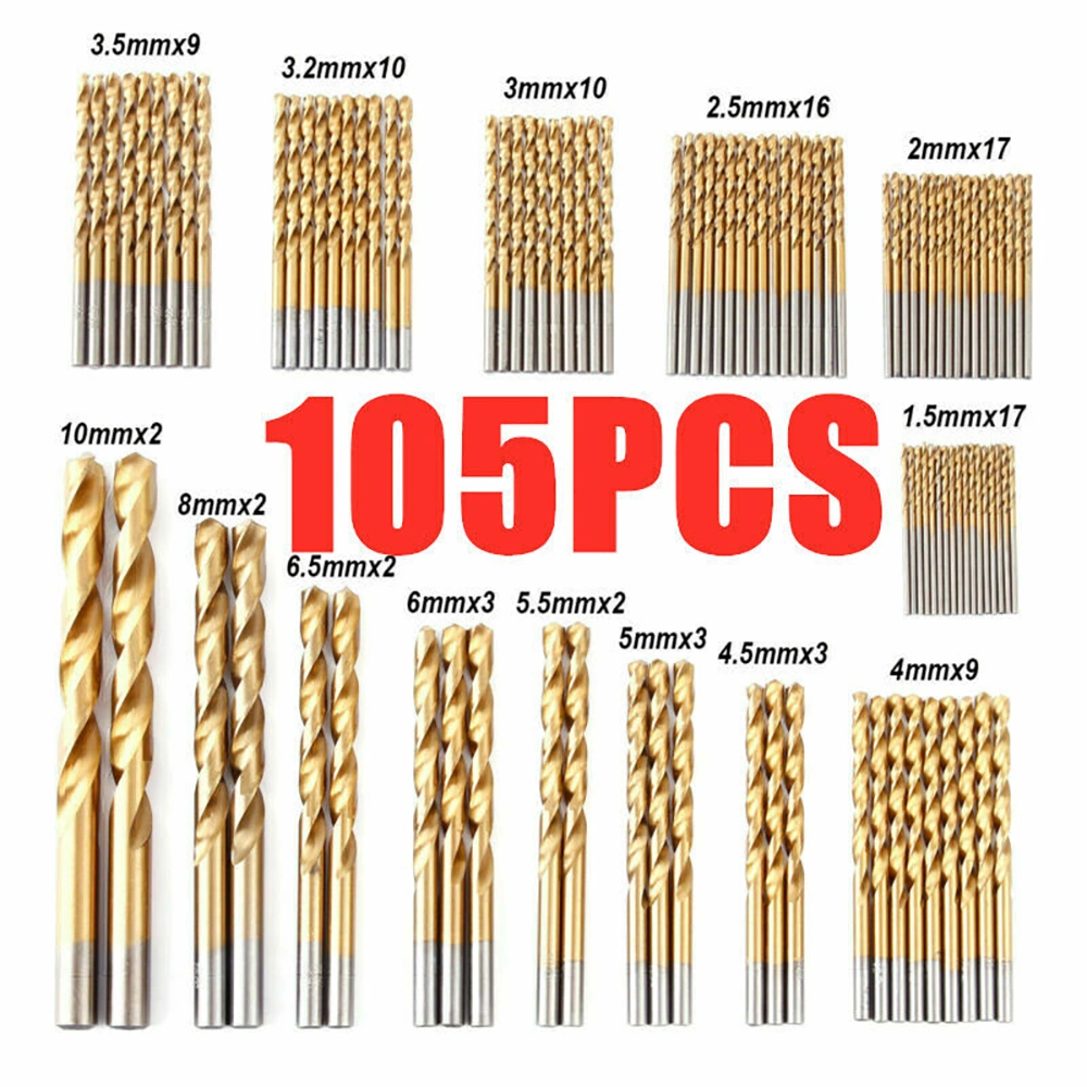 105mm HSS-Co Cobalt Drill Bits Set Titanium Coated for Stainless Steel Metal Wood - High Speed Precision Drill Set