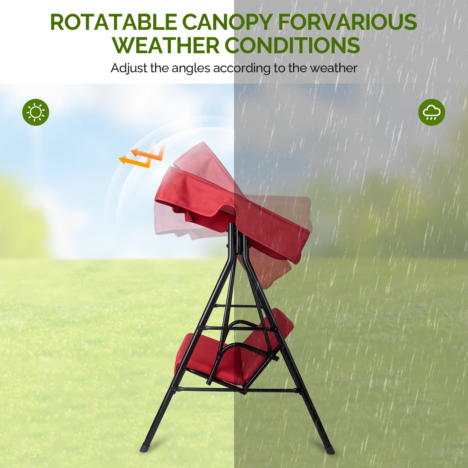 68*43*60 inch Red KD style with cushion canopy Iron Oxford cloth 250kg Iron swing set view 4