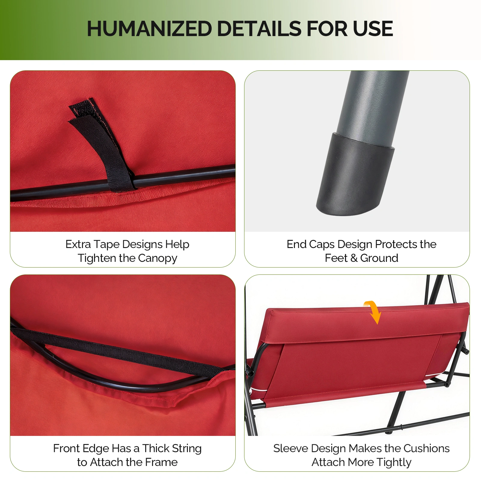 68*43*60 inch Red KD style with cushion canopy Iron Oxford cloth 250kg Iron swing set view 5