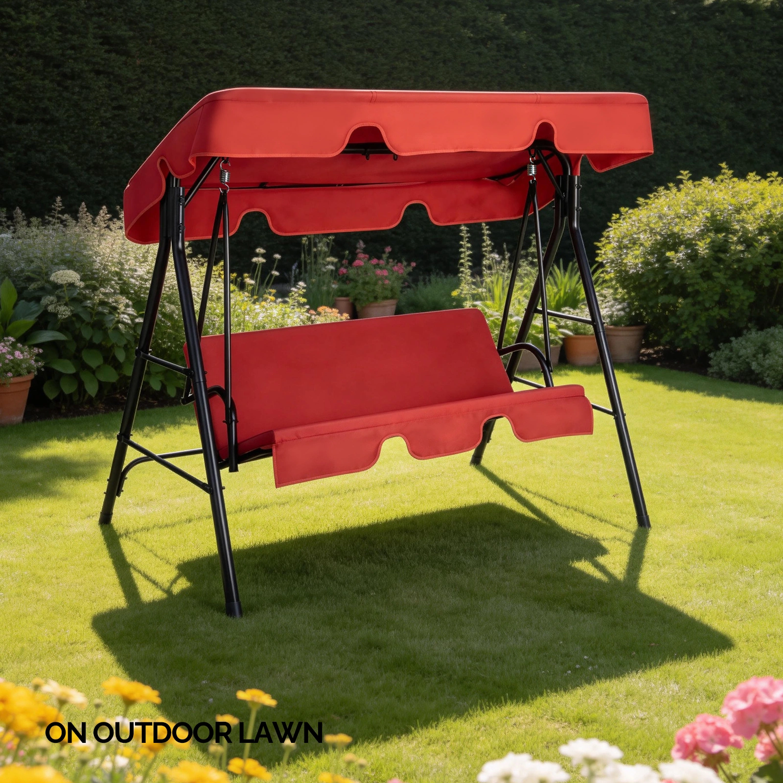 68*43*60 inch Red KD style with cushion canopy Iron Oxford cloth 250kg Iron swing set view 8