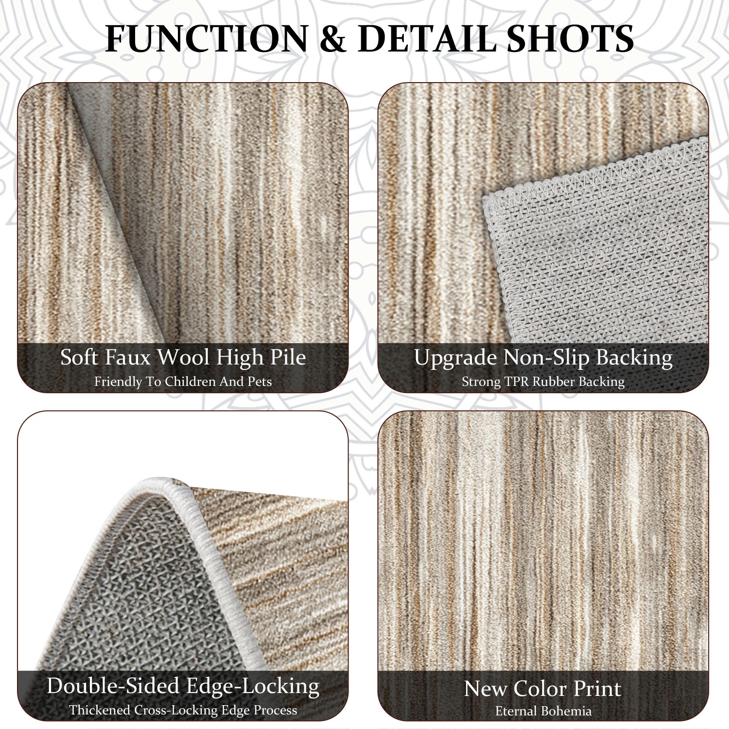Three-piece kitchen rug set, non-slip and washable, abstract pattern kitchen hallway rug, soft and comfortable, suitable for sinks, floors, entrances, hallways and bathrooms. view 6