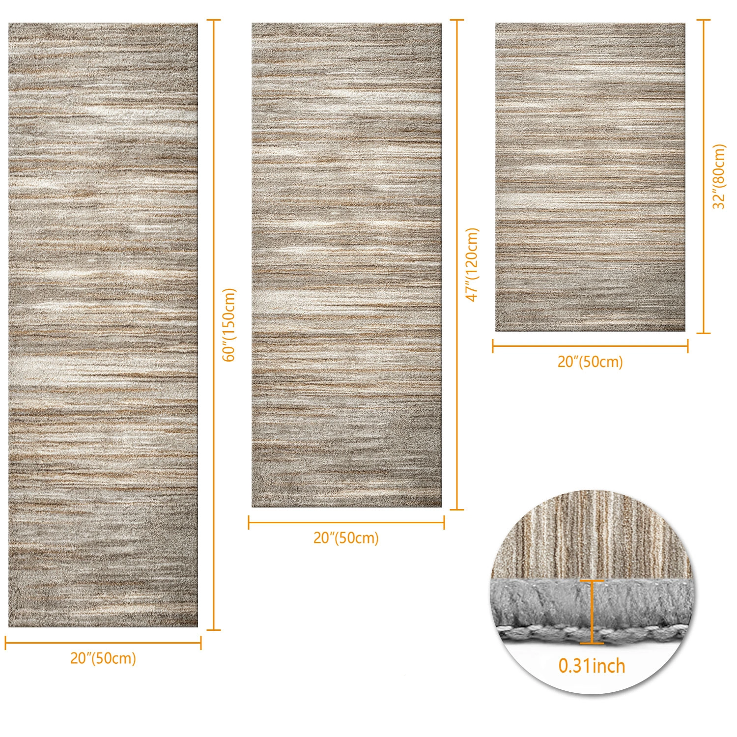 Three-piece kitchen rug set, non-slip and washable, abstract pattern kitchen hallway rug, soft and comfortable, suitable for sinks, floors, entrances, hallways and bathrooms. view 7