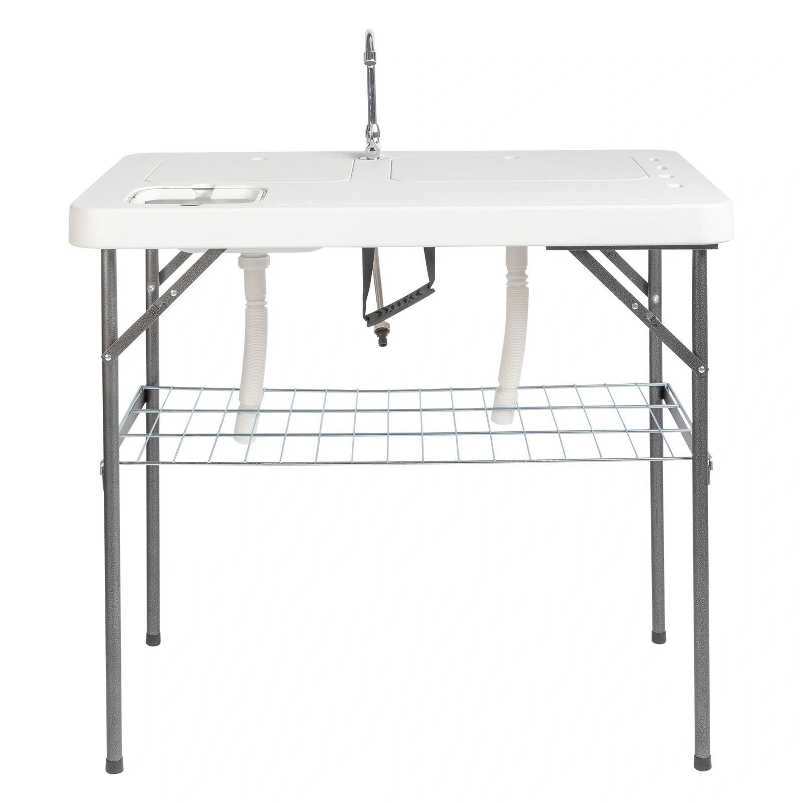 101x65.5x92cm HDPE Rectangular Fish Killing Table with Barbed Wire Foldable Outdoor White