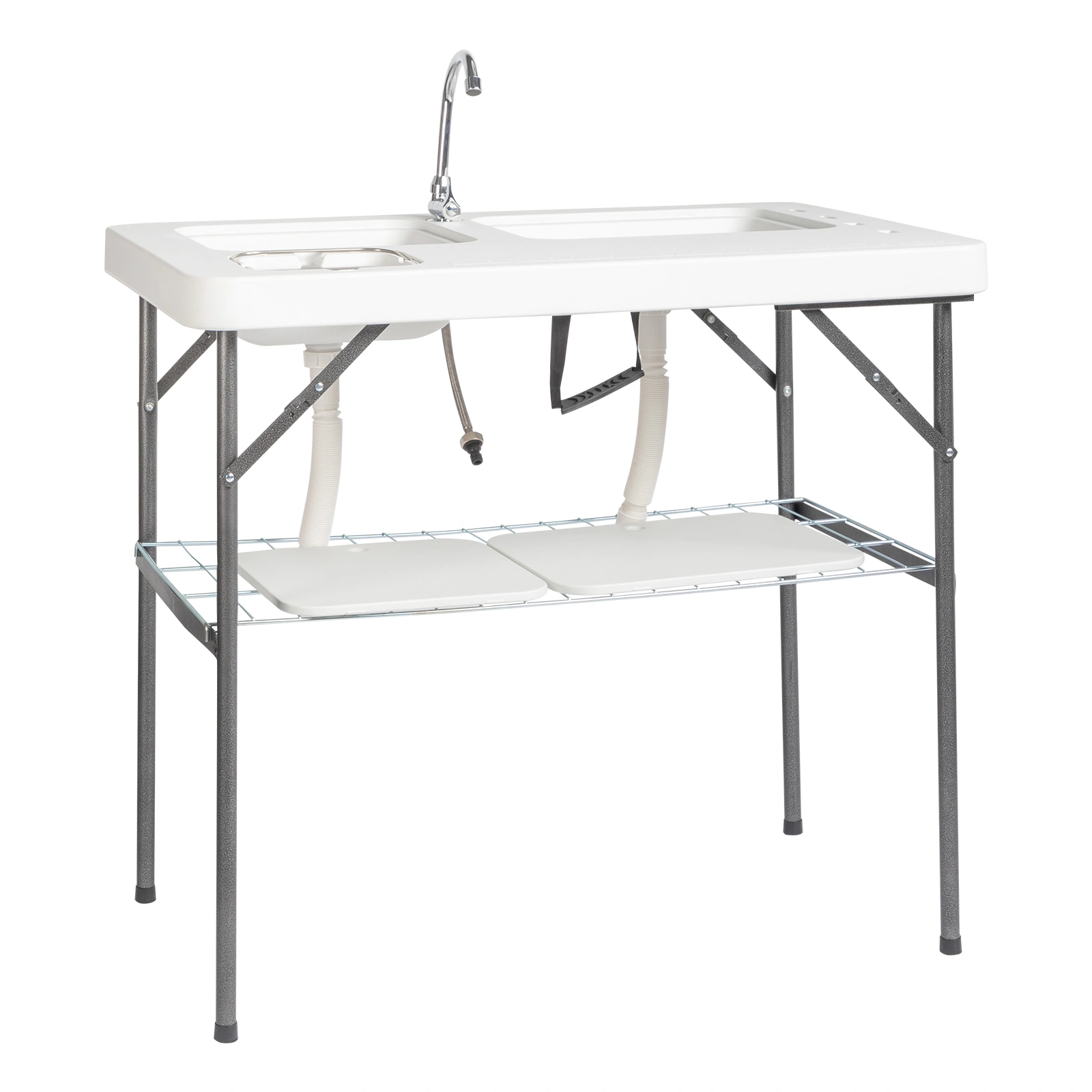 101x65.5x92cm HDPE Rectangular Fish Killing Table with Barbed Wire Foldable Outdoor White view 2