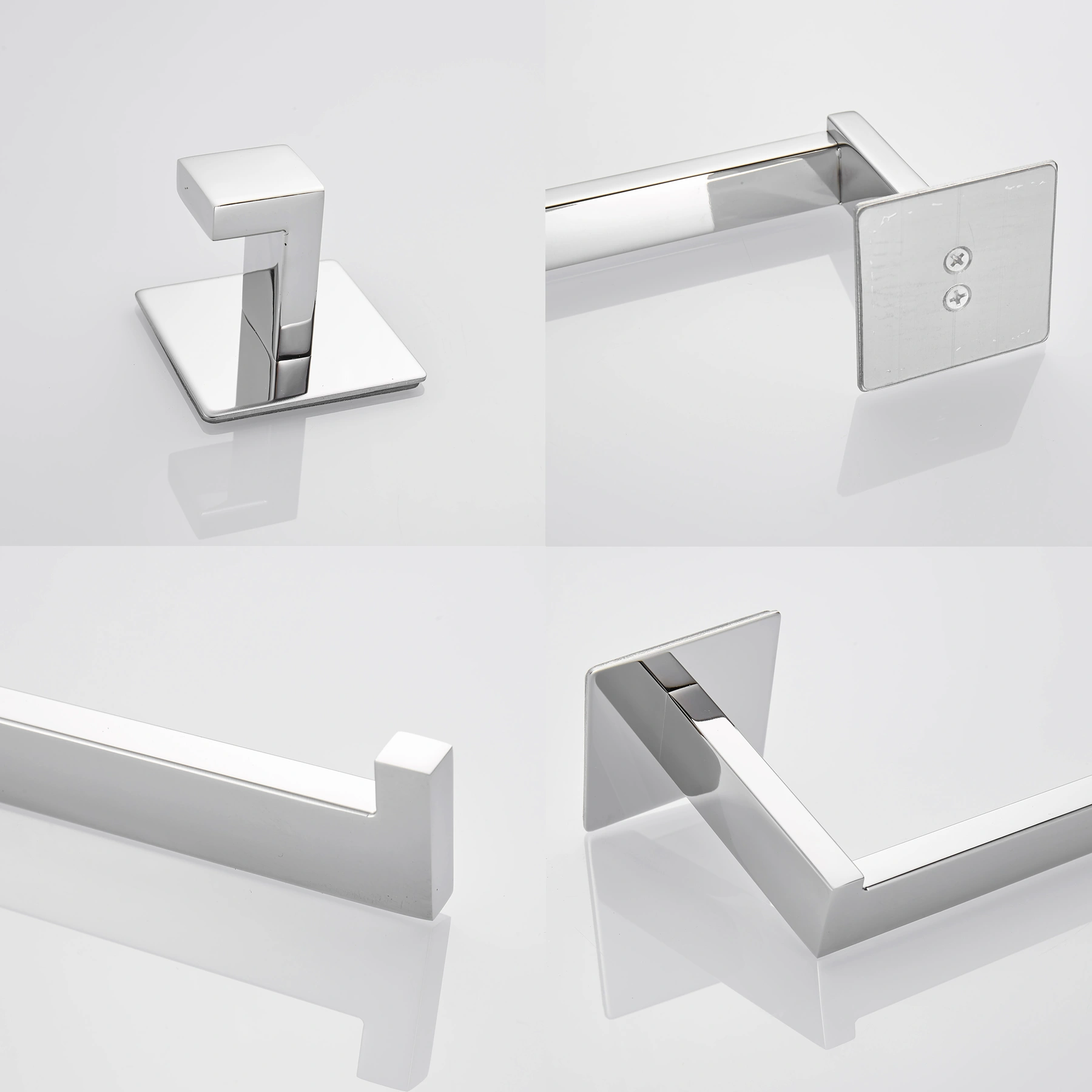 Strong Viscosity Adhesive 4 Pieces Bathroom Accessories Set Without Drilling Silver Brushed Towel Bar Set Holder Rack Robe Hook Tissue Toilet Paper Holder Rustproof 304 Stainless Steel KJ715PRO-4YIN view 2