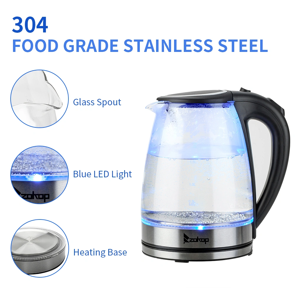 HD-1857-A 1.8L Electric Glass Kettle 2000W 220V with UK Plug, Boiling Water Kettle view 2
