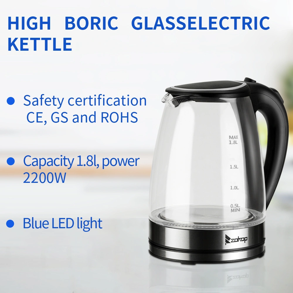 HD-1857-A 1.8L Electric Glass Kettle 2000W 220V with UK Plug, Boiling Water Kettle view 3