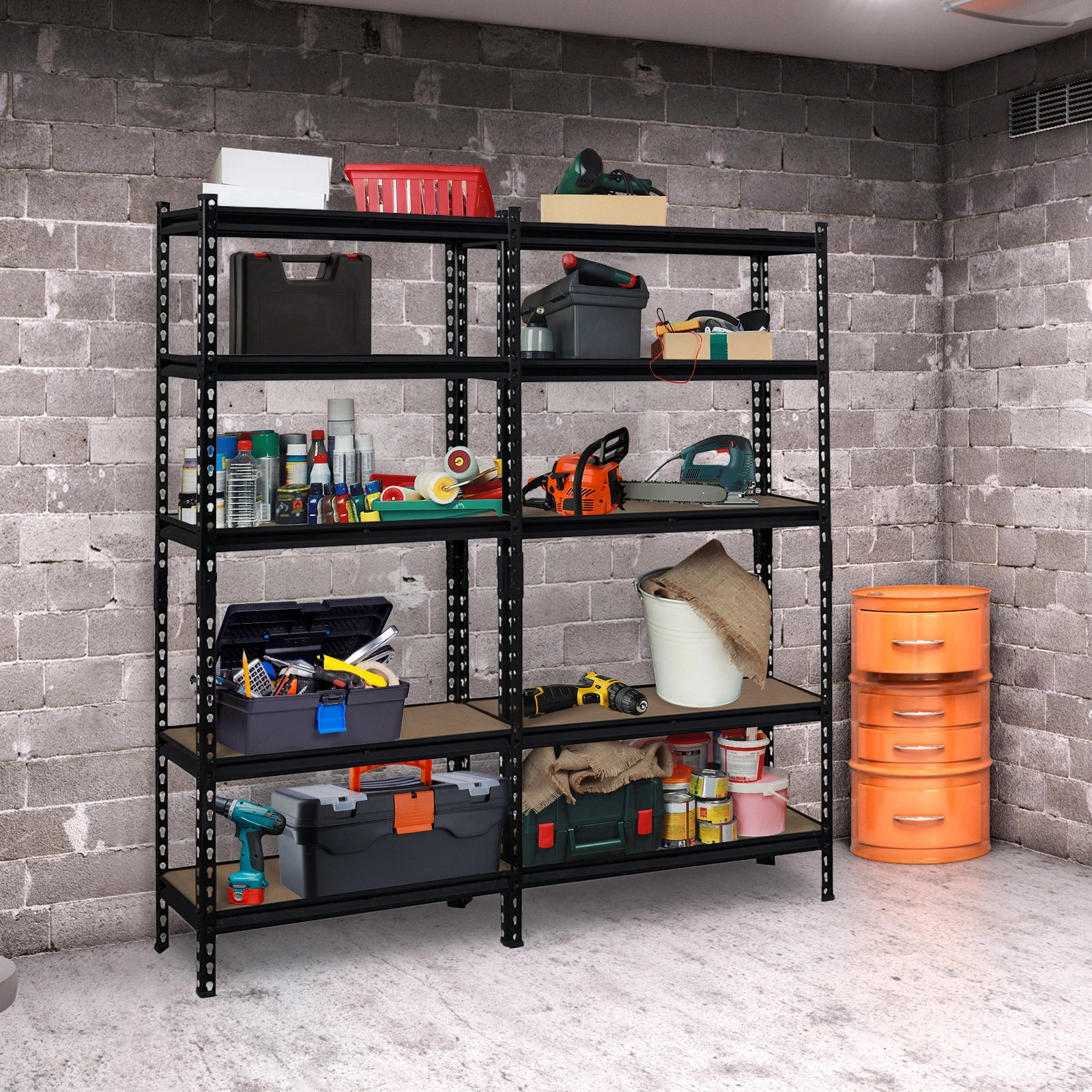 2 Pack Heavy Duty Boltless Metal Shelving Unit Garage Shed Storage Shelves Rack