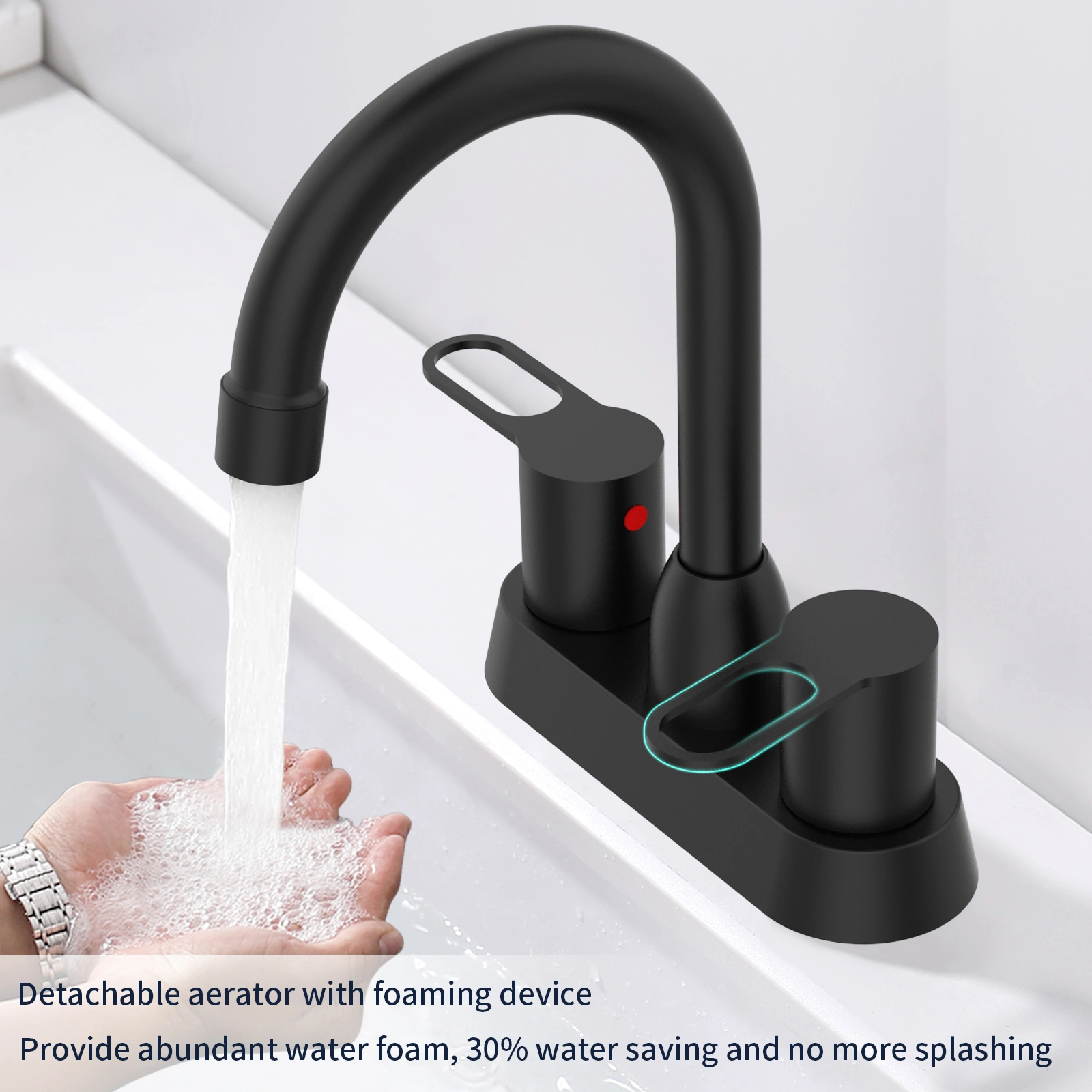 2 Handles Bathroom Sink Faucet, Matte Black Centerset RV Bathroom Faucets for 3 Hole [pop-up drain and hose not included][Unable ship on weekends, TK/TEMU only for pickup, only TX10643 warehouse supports GOFO] view 4