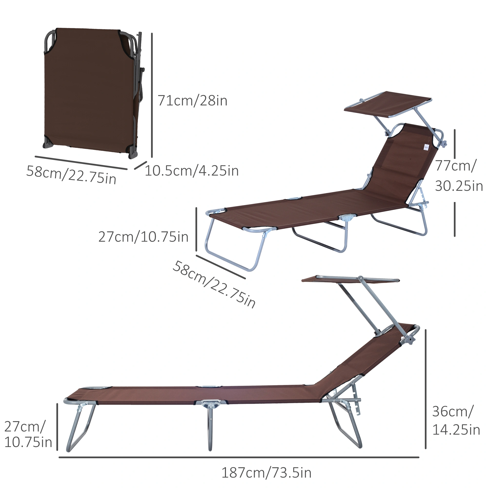 2-in-1 Folding Lounge Rocking Chair Portable Outdoor Garden Recliner view 2