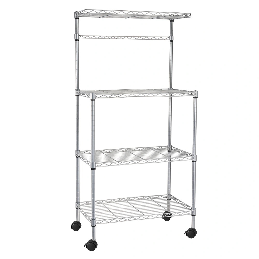 4 Layer Adjustable Kitchen Bakers Rack Shelf Microwave Oven Stand Storage Cart view 12