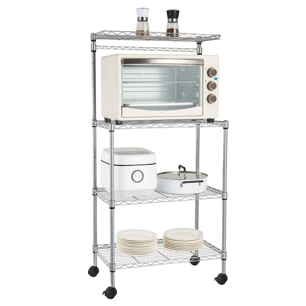 4 Layer Adjustable Kitchen Bakers Rack Shelf Microwave Oven Stand Storage Cart view 14