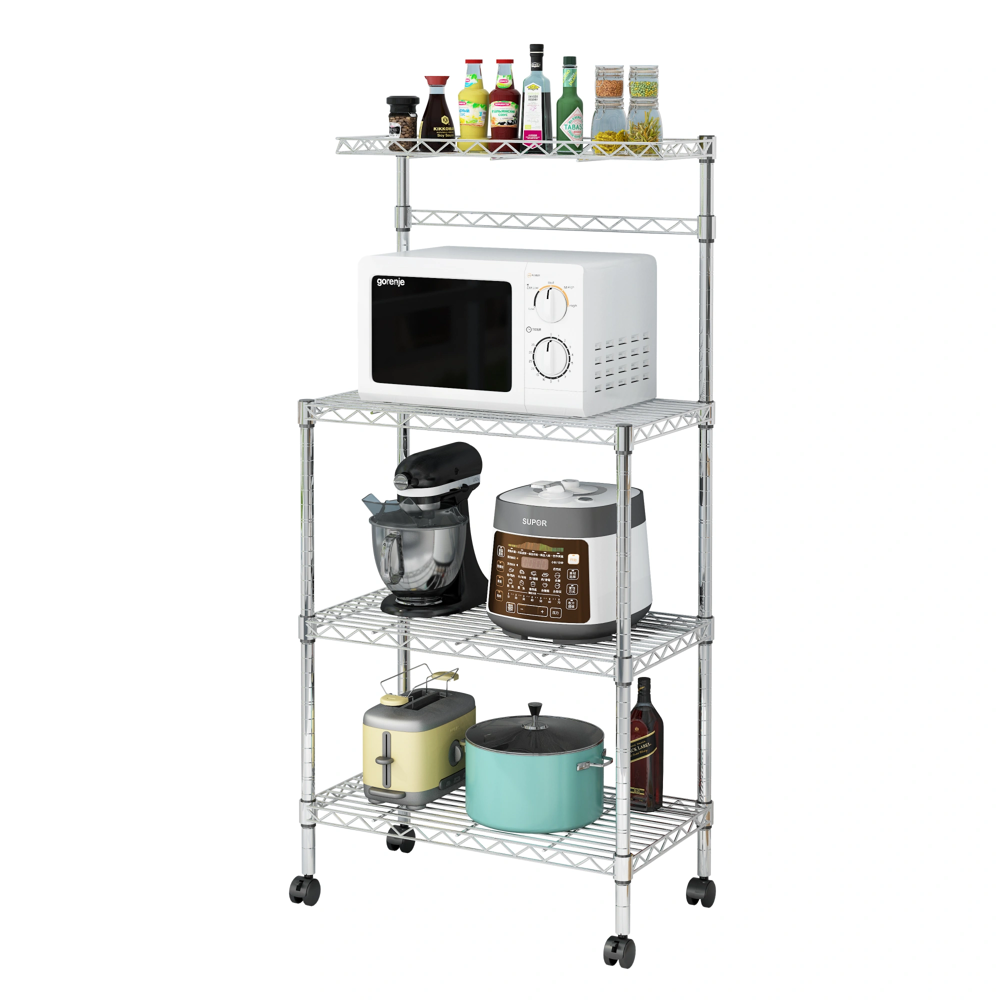 4 Layer Adjustable Kitchen Bakers Rack Shelf Microwave Oven Stand Storage Cart view 17