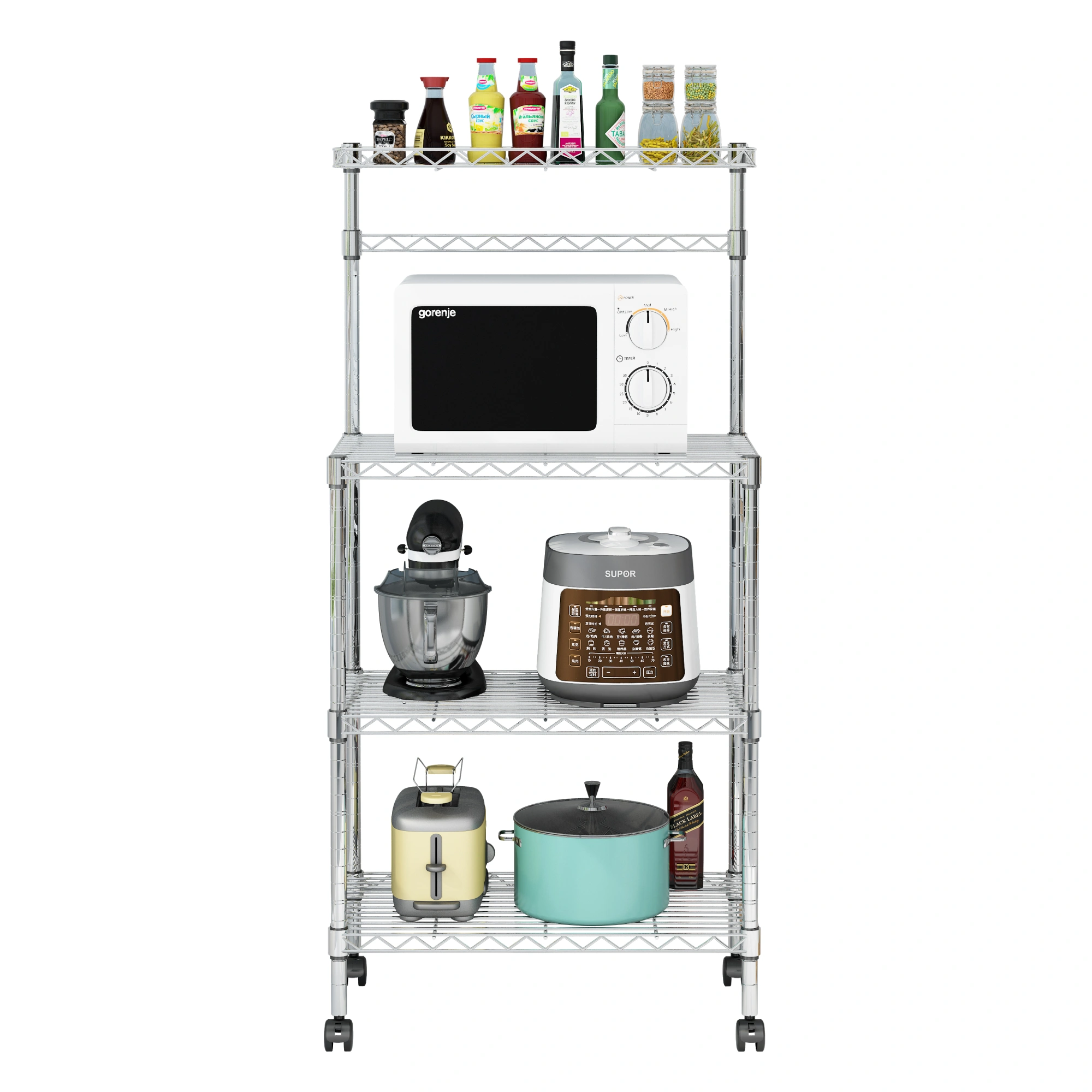 4 Layer Adjustable Kitchen Bakers Rack Shelf Microwave Oven Stand Storage Cart view 18