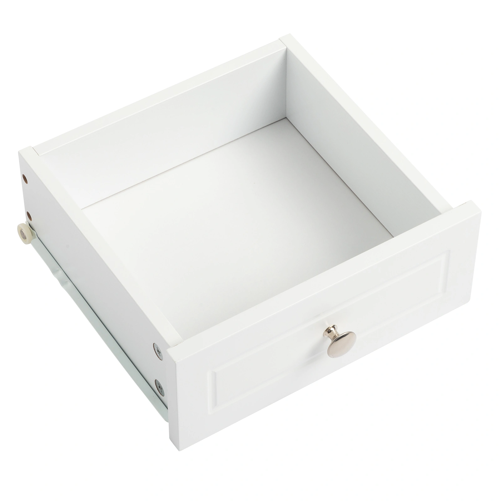 2PCS Country White Nightstands 40x30x63cm, MDF Curved Foot Side Table, 1 Drawer & 1 Door, Spray Paint Finish view 3
