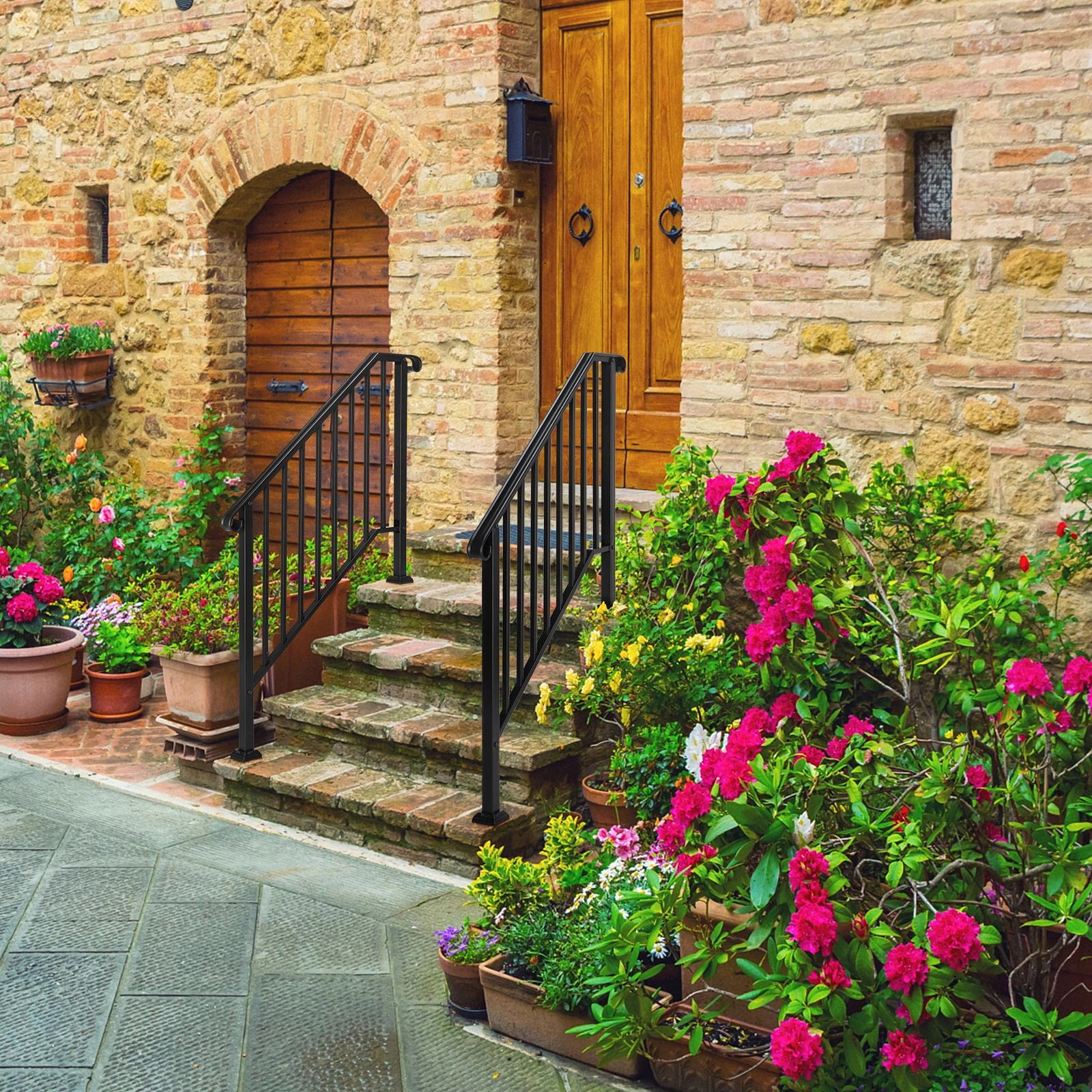 Artisasset Matte Black Outdoor 3 Level Iron Handrail view 10