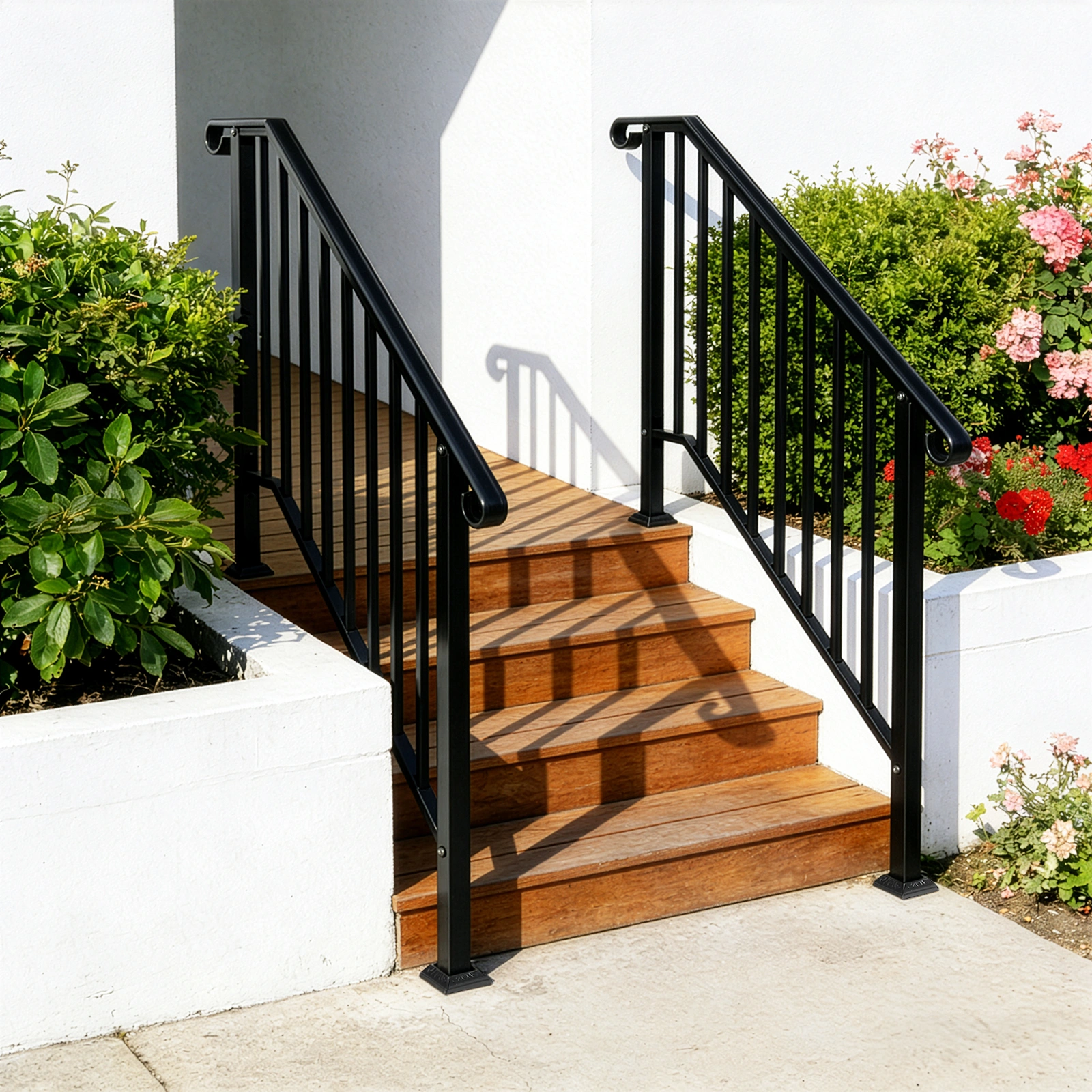 Artisasset Matte Black Outdoor 3 Level Iron Handrail view 15