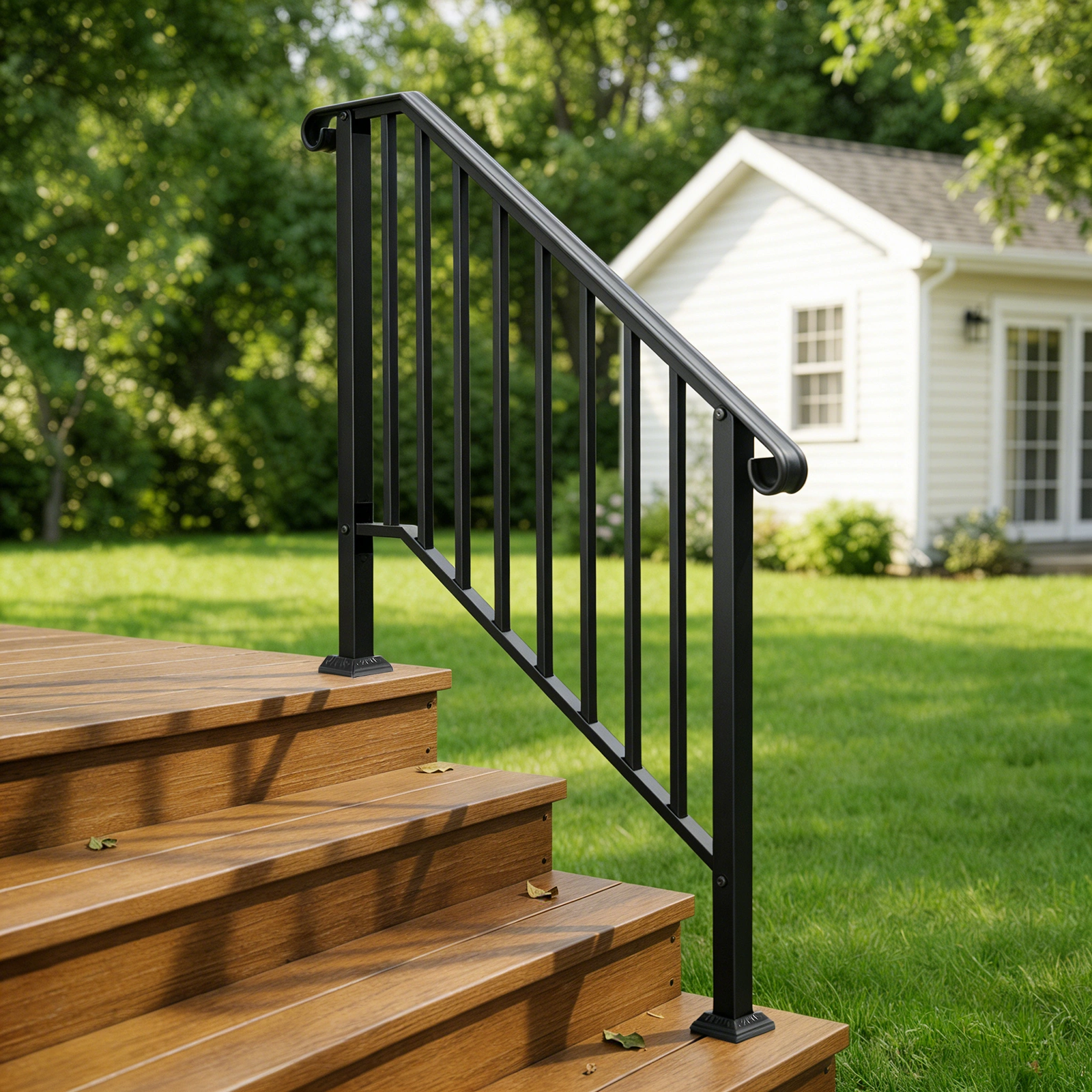 Artisasset Matte Black Outdoor 3 Level Iron Handrail view 18
