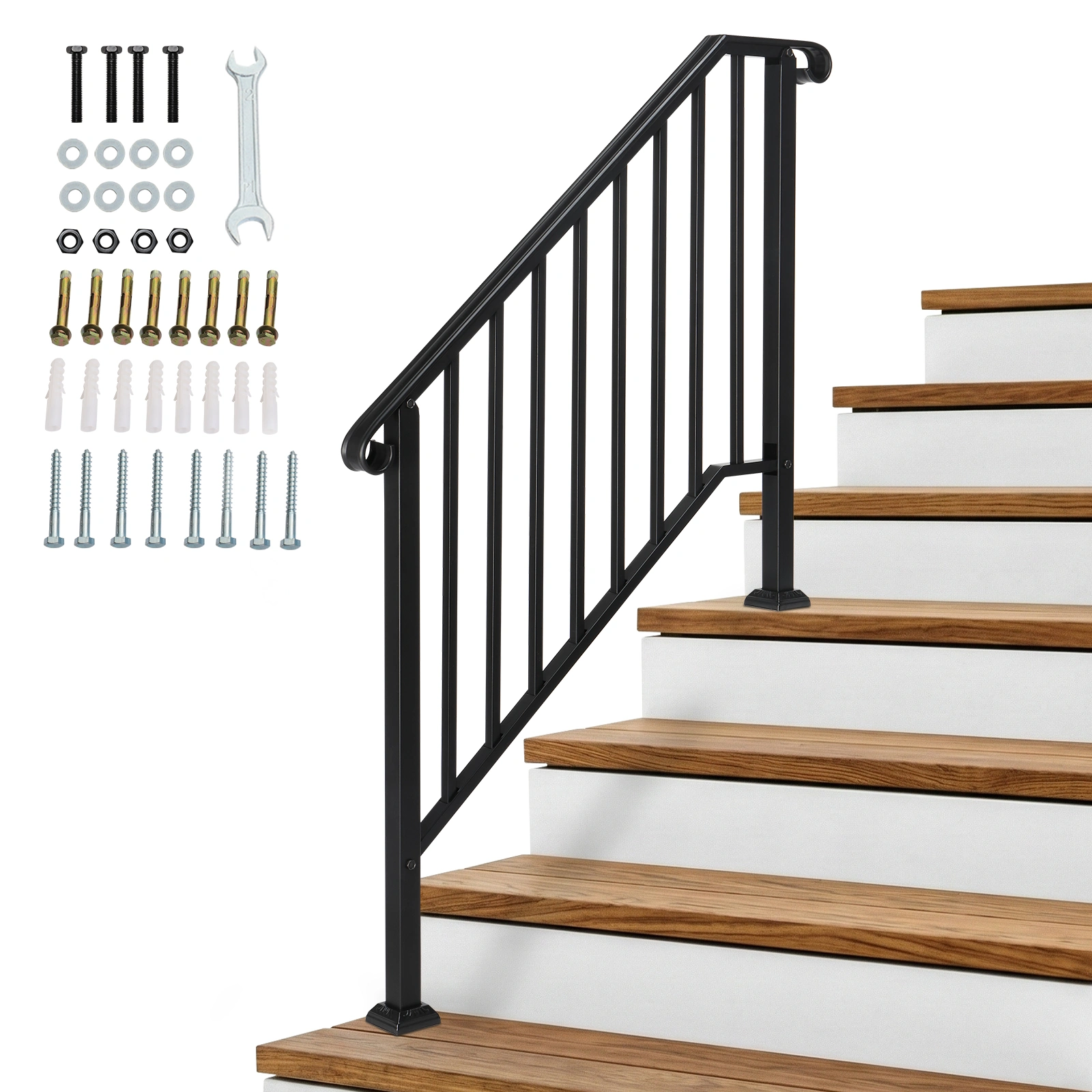 Artisasset Matte Black Outdoor 3 Level Iron Handrail view 19