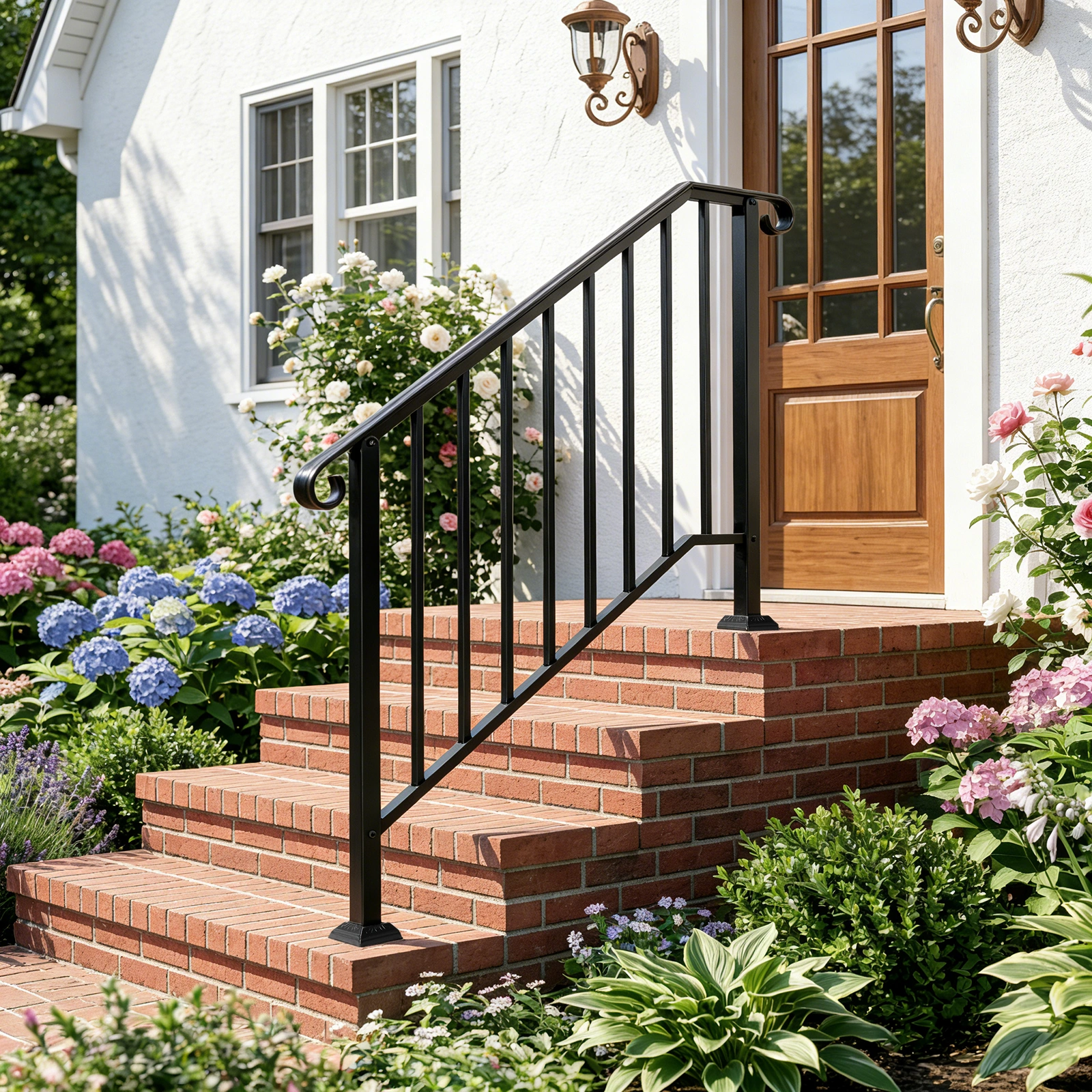 Artisasset Matte Black Outdoor 3 Level Iron Handrail view 23
