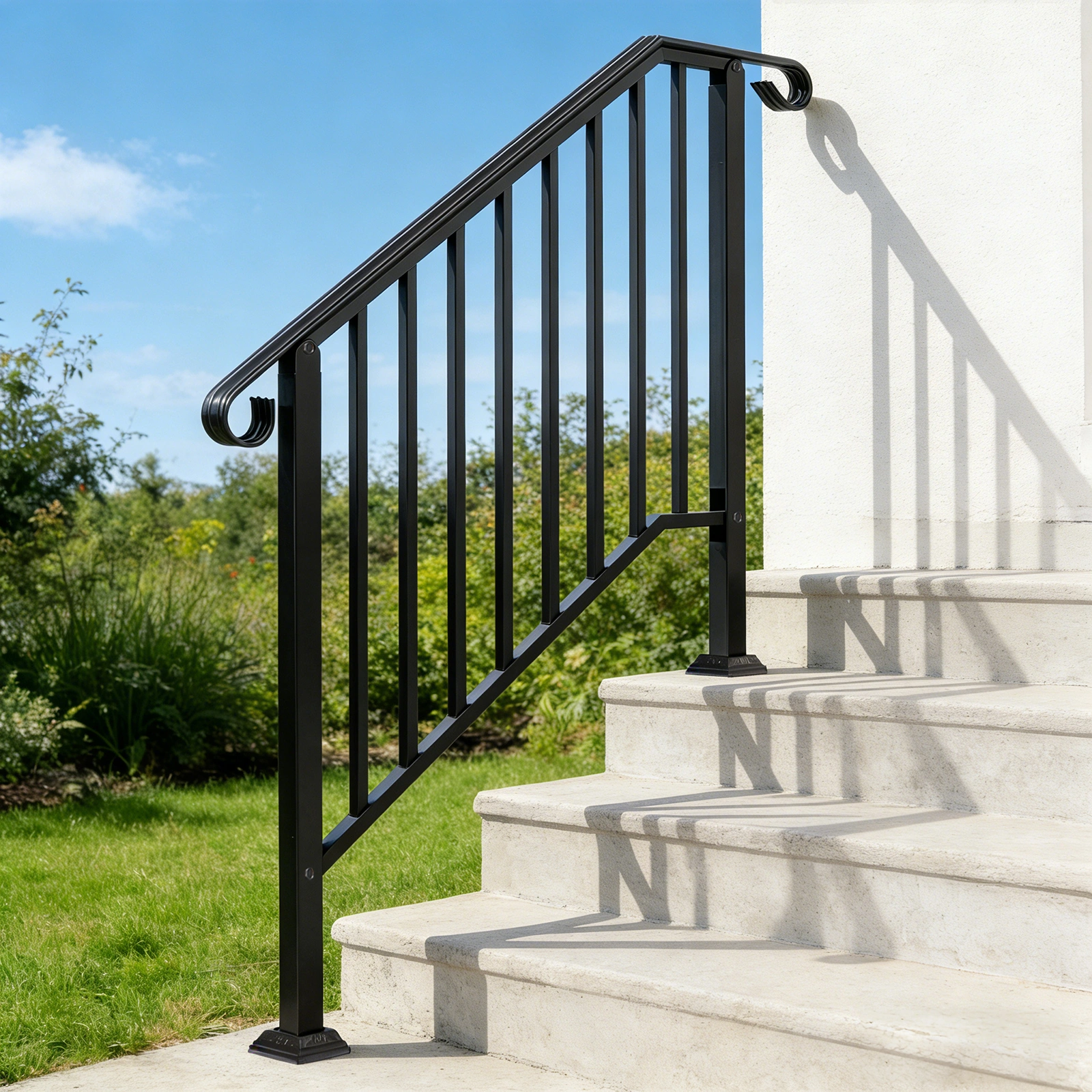 Artisasset Matte Black Outdoor 3 Level Iron Handrail view 24