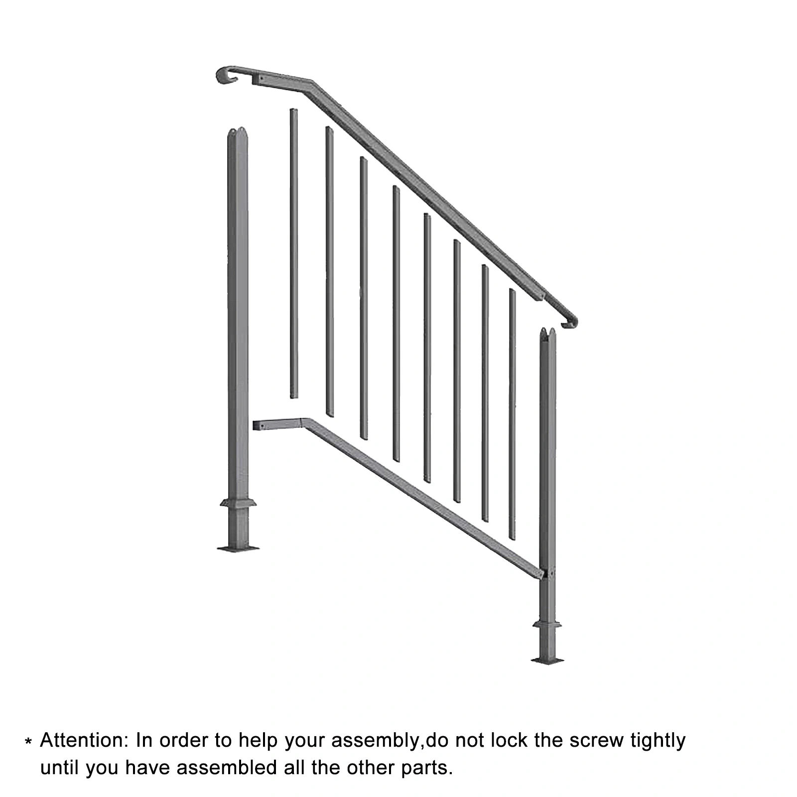 Artisasset Matte Black Outdoor 3 Level Iron Handrail view 7