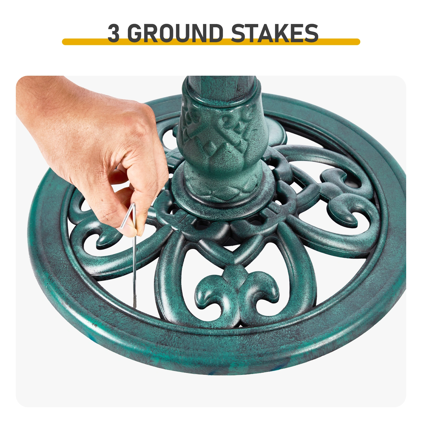 50*36*81cm Dark Green Resin Bird Bath With Shell Edge & 1.4W Solar Fountain view 7